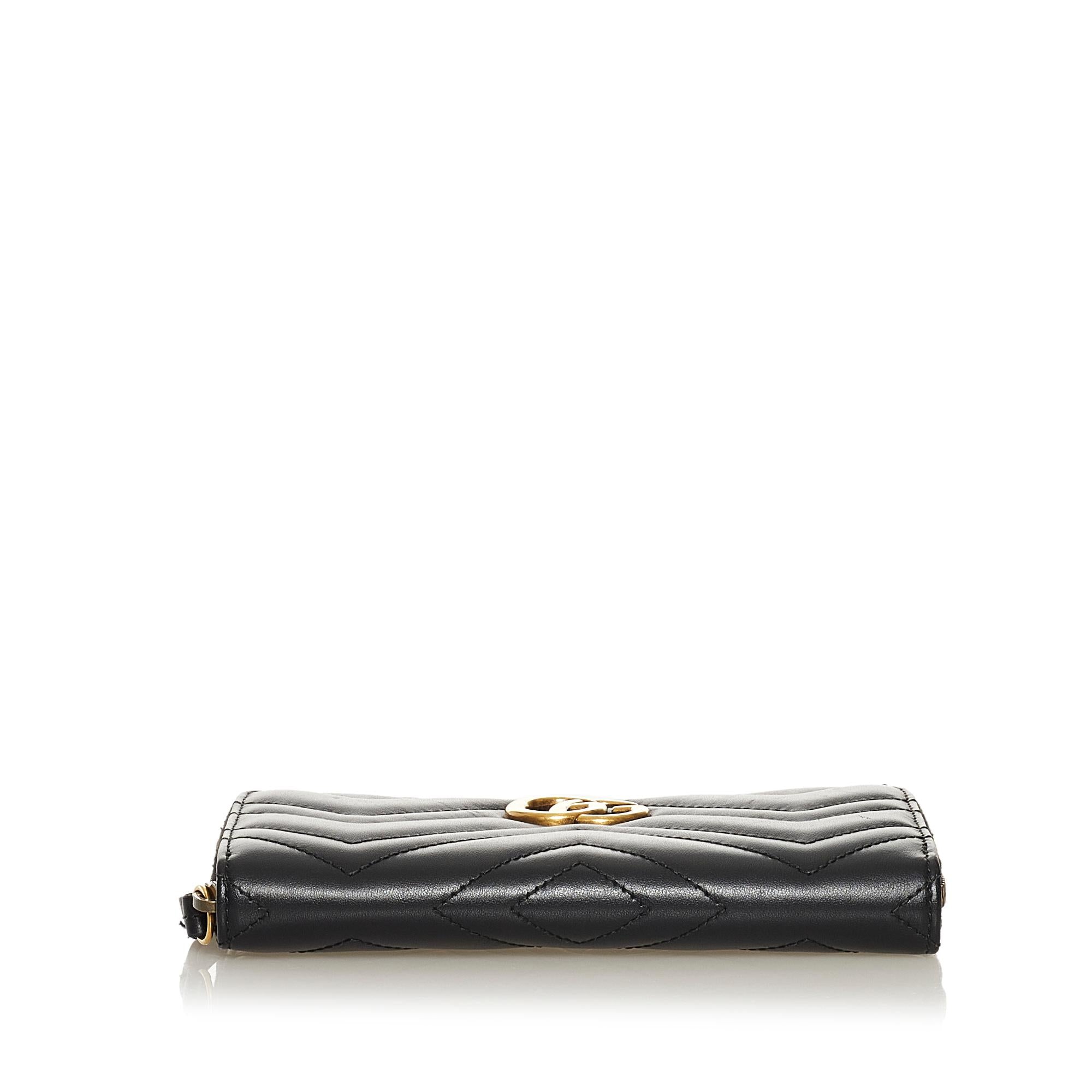 Gucci GG Marmont Matelasse Leather Zip Around Wallet (SHG-34459)