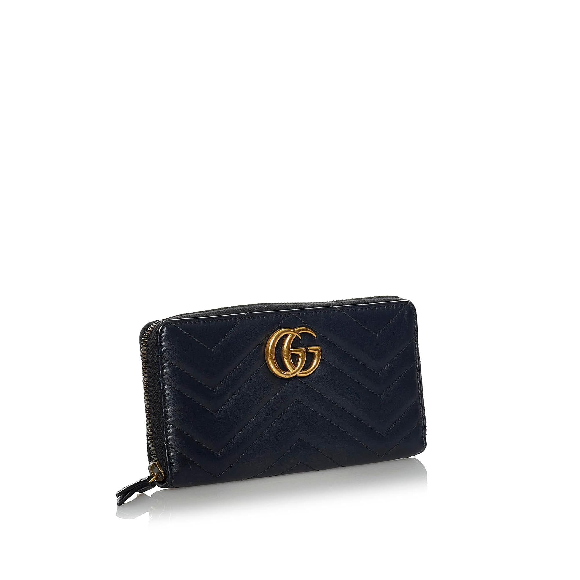 Gucci GG Marmont Matelasse Leather Zip Around Wallet (SHG-35055)