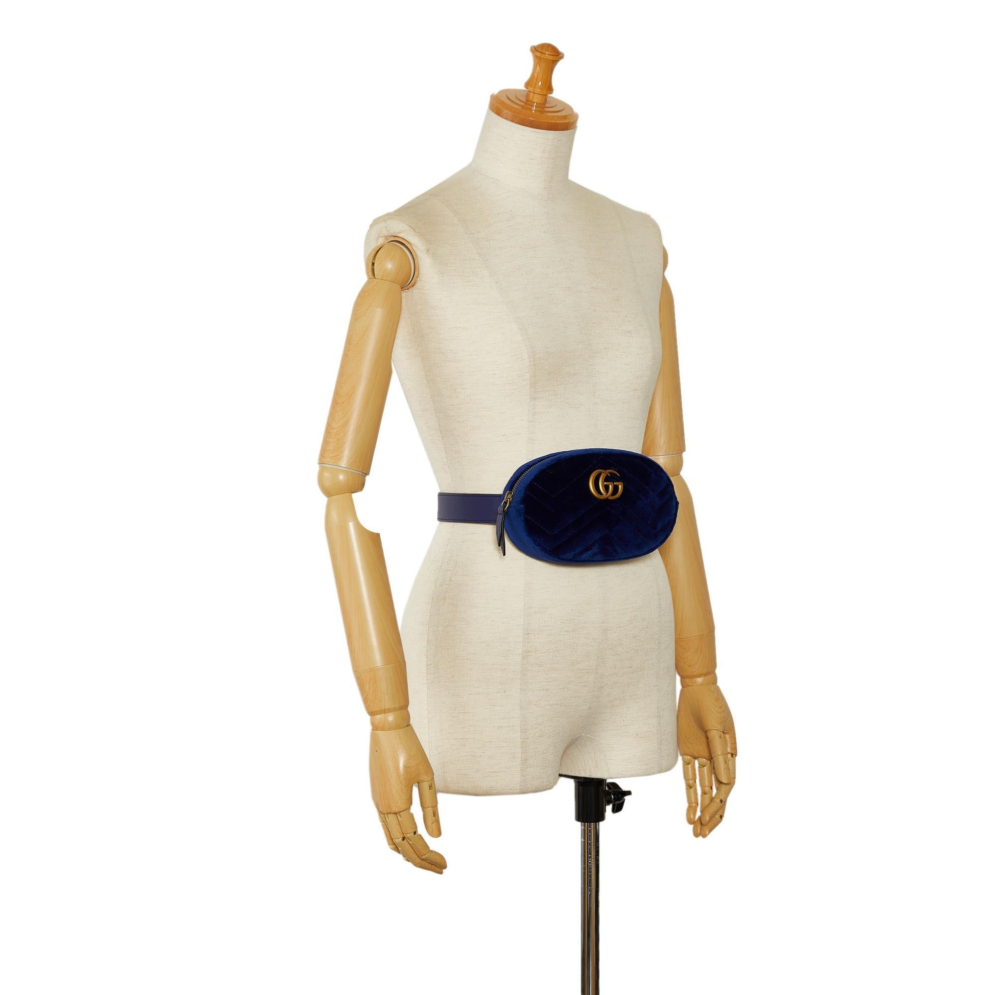 Gucci GG Marmont Matelasse Velvet Belt Bag (SHG-U1En1f)