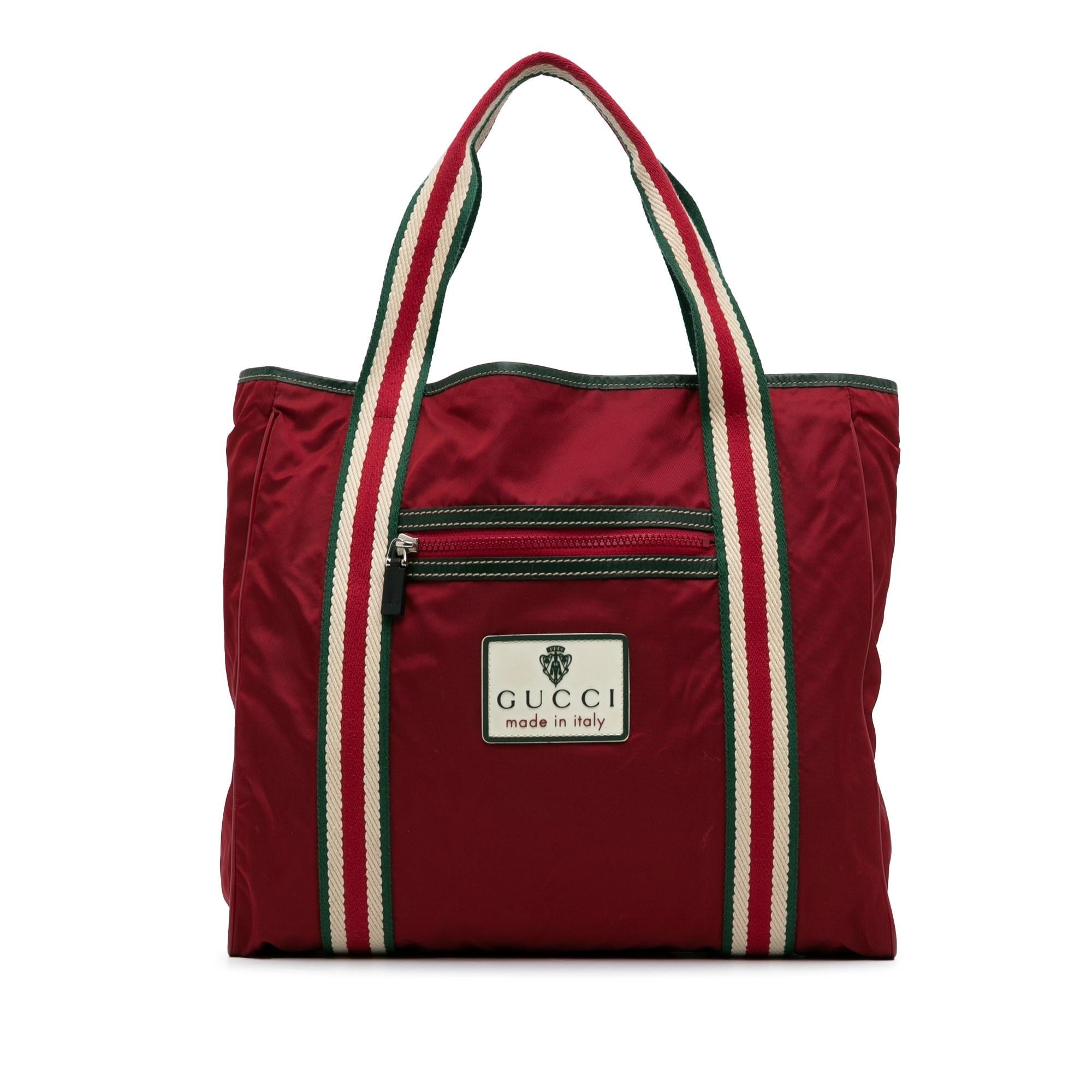 Gucci GG Nylon Crest Sherry Line Web Tote (SHG-Bio25q)