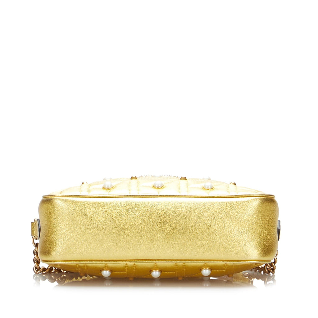 Gucci GG Pearl Studded Leather Marmont Crossbody Bag (SHG-xdcmNu)