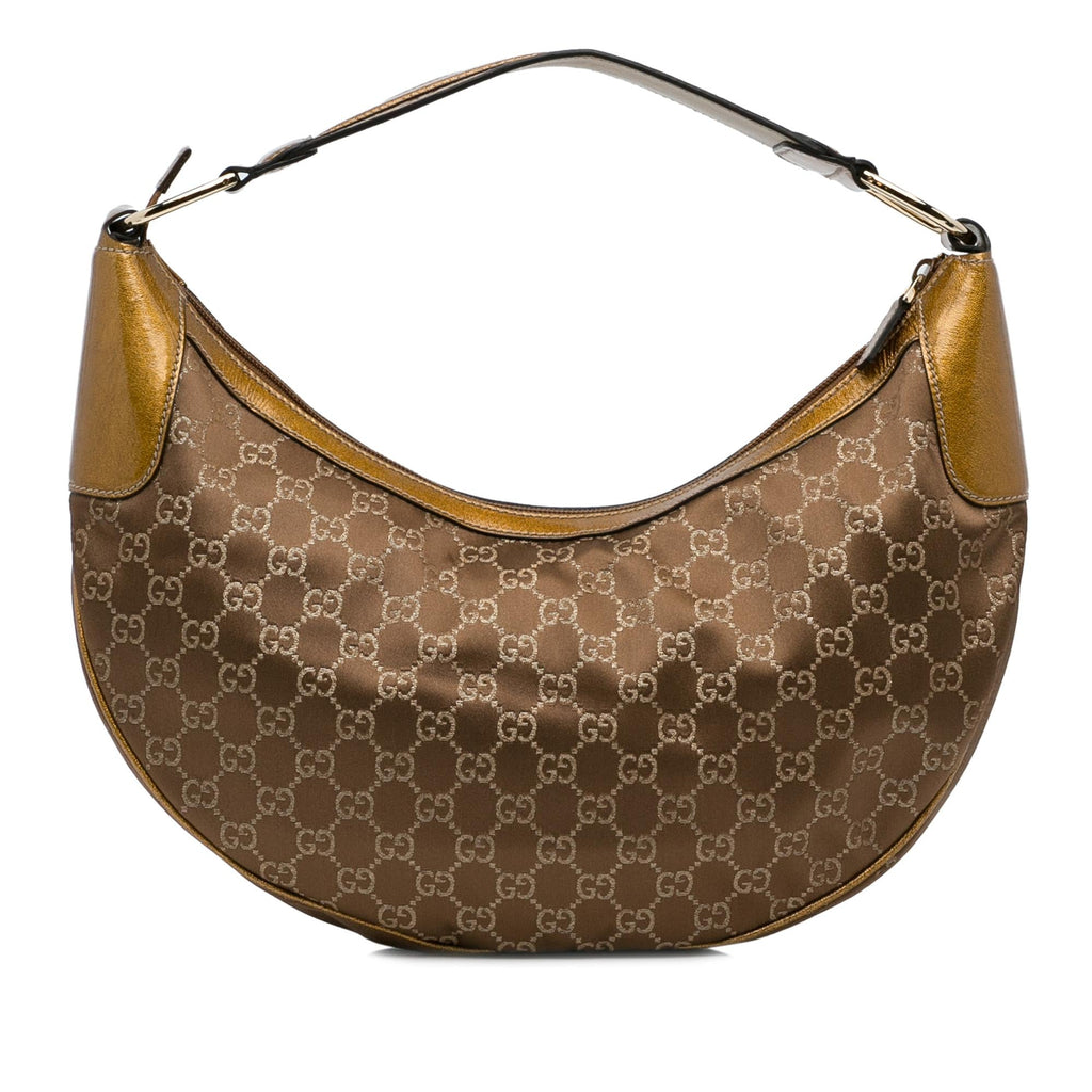 Gucci GG Satin Half Moon Hobo Bag (SHG-f8SFVJ)