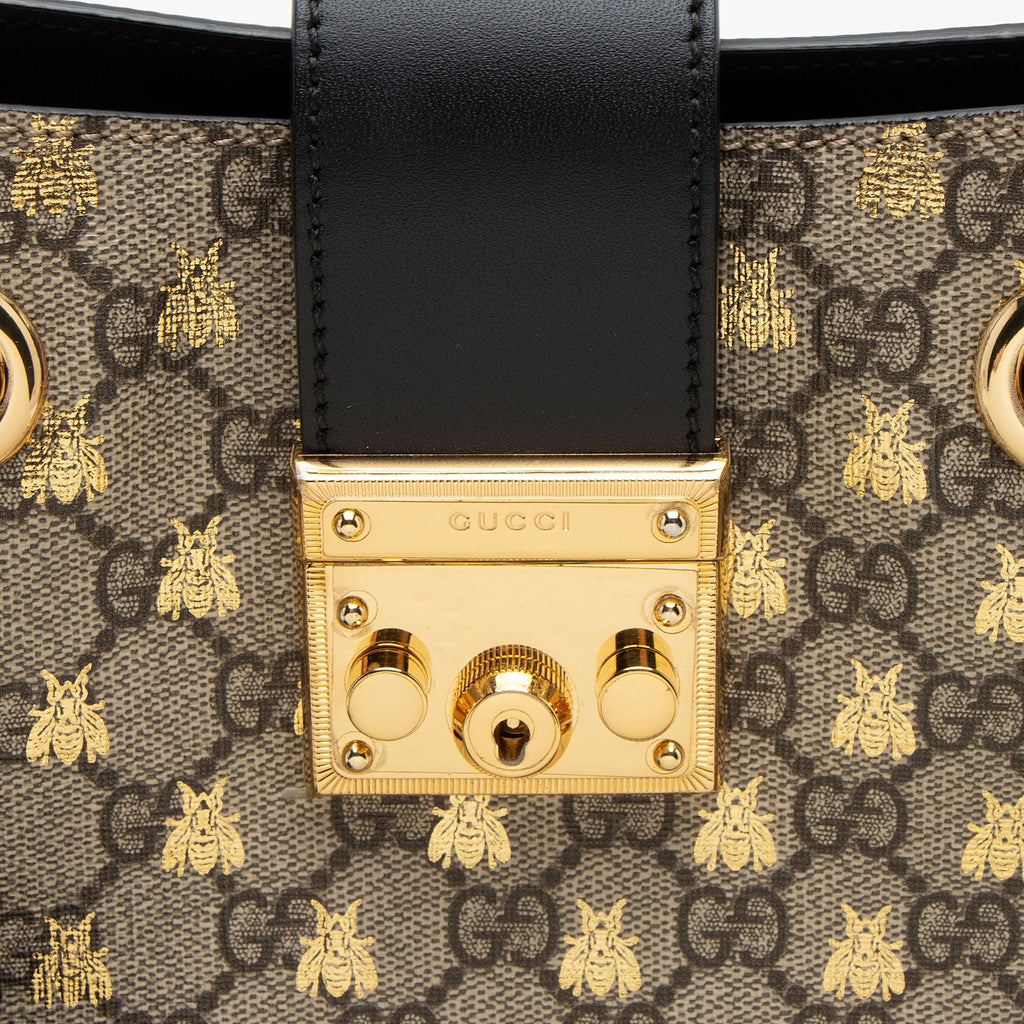 Gucci GG Supreme Bees Padlock Small Tote (SHF-FL3A48)