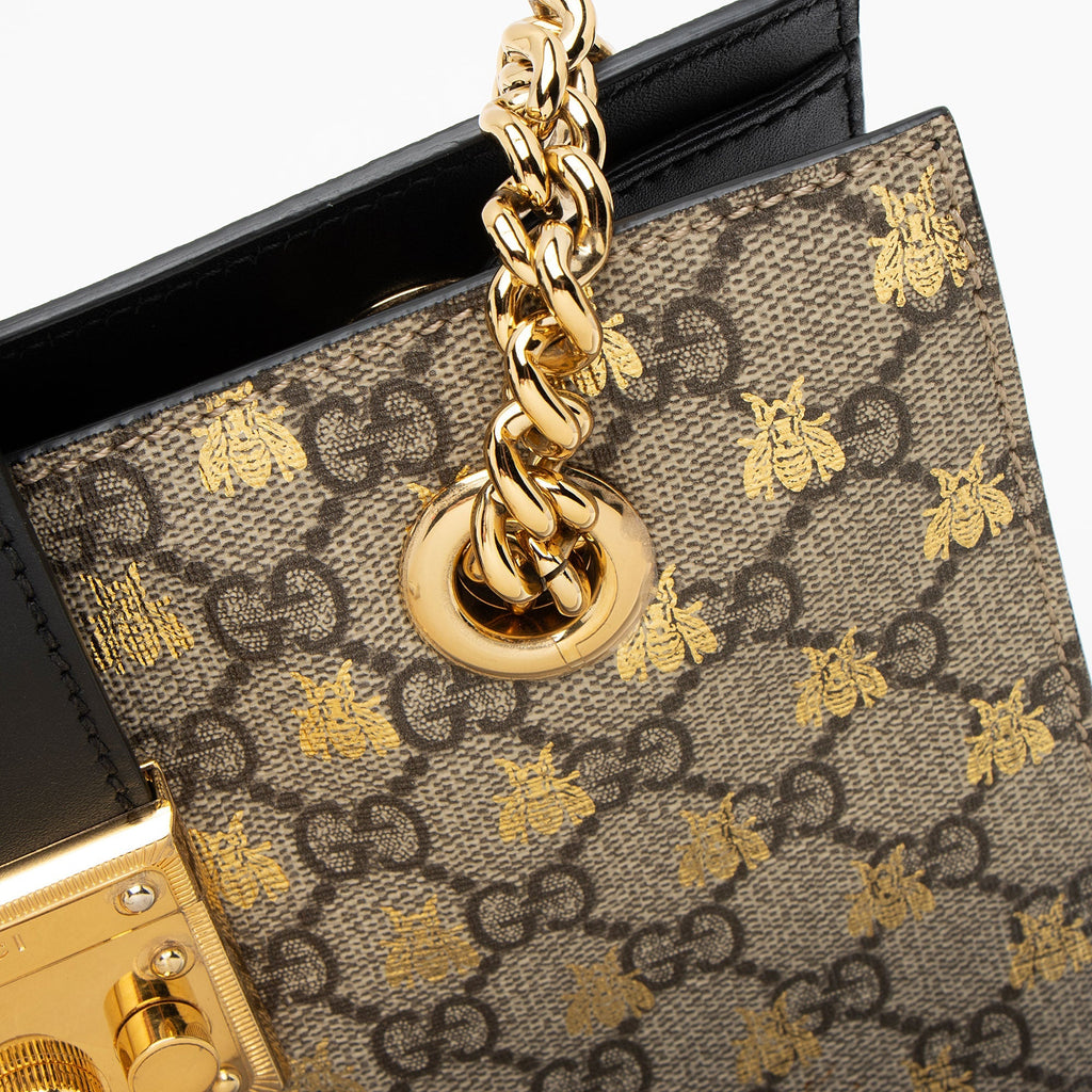 Gucci GG Supreme Bees Padlock Small Tote (SHF-FL3A48)