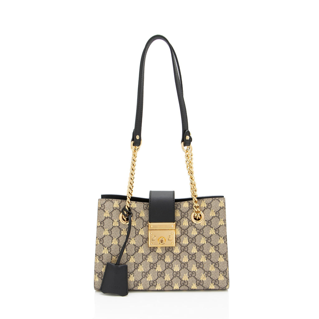 Gucci GG Supreme Bees Padlock Small Tote (SHF-FL3A48)