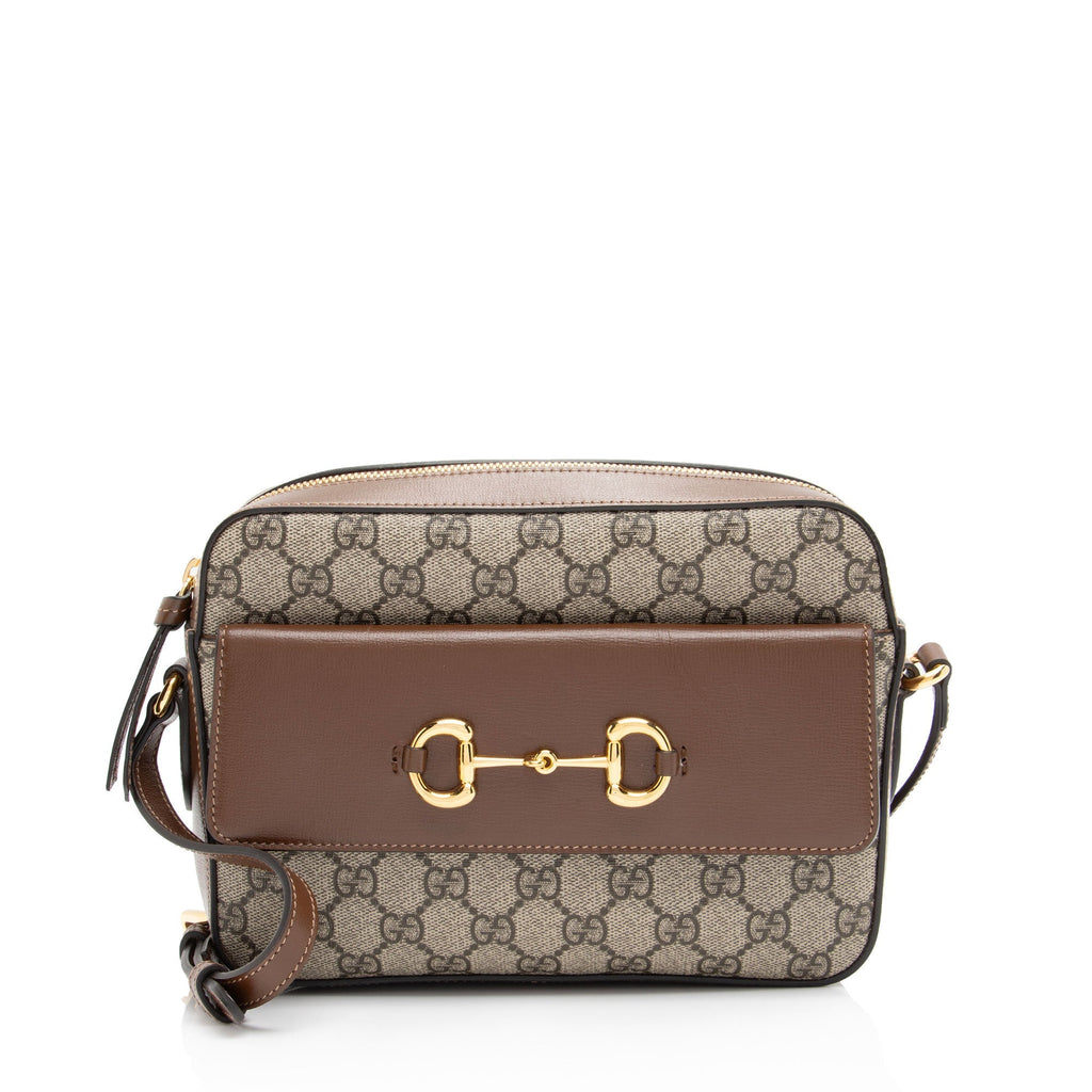 Gucci GG Supreme Calfskin Horsebit 1955 Small Shoulder Bag (SHF-4Qxiep)