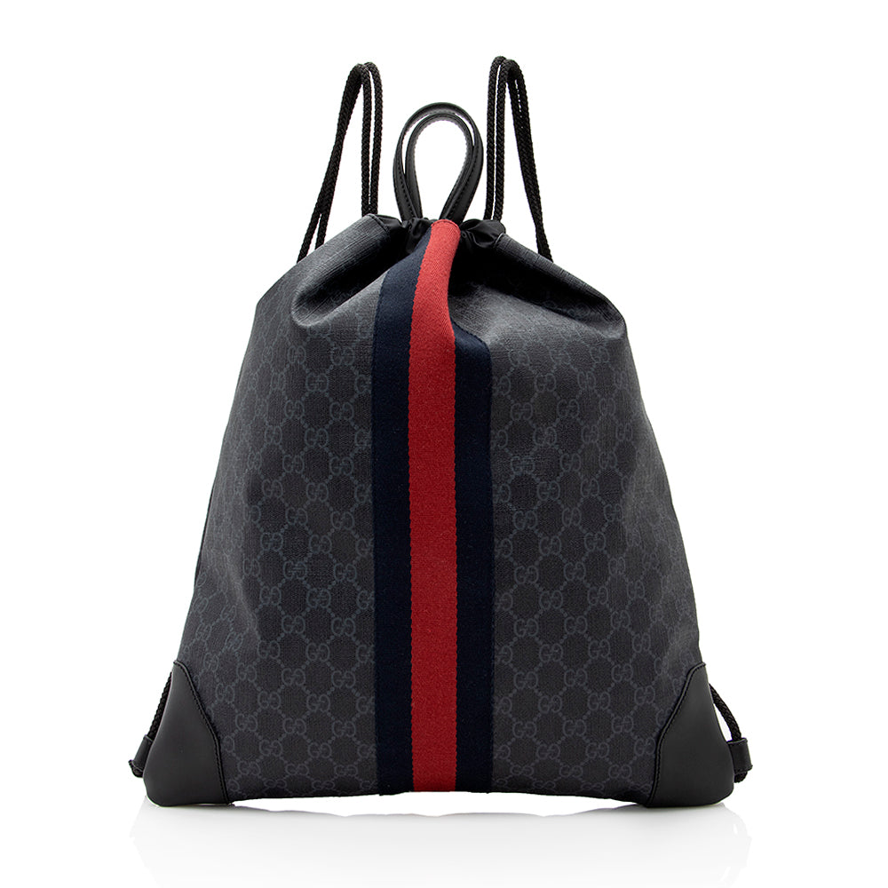 Gucci Gucci Supreme Canvas Drawstring Backpack (SHF-20551)