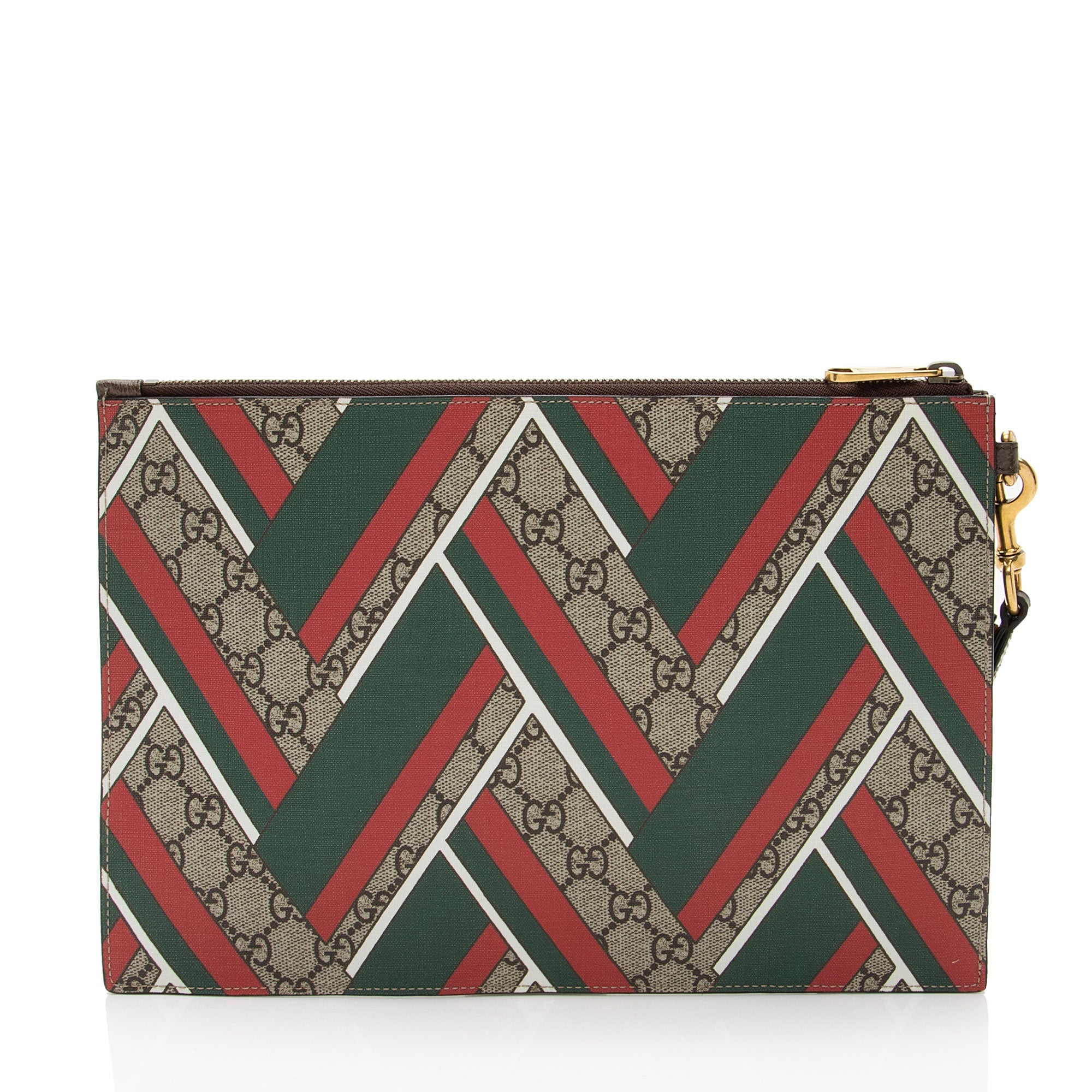 Gucci GG Supreme Chevron Zip Wristlet
