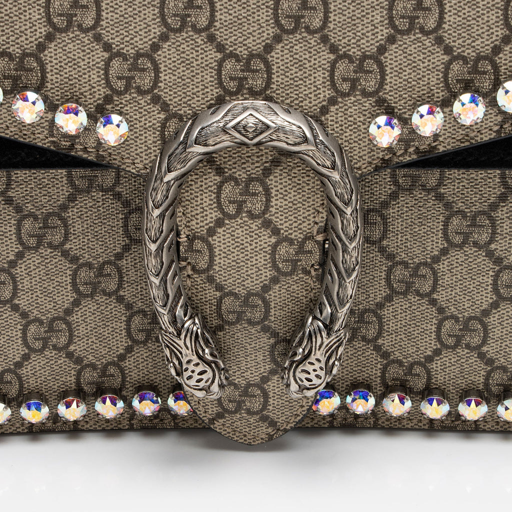 Gucci GG Supreme Crystal Studded Dionysus Medium Shoulder Bag