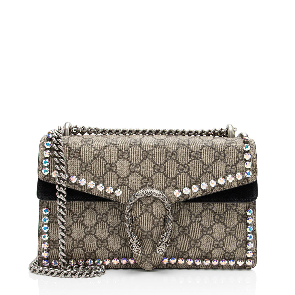 Gucci GG Supreme Crystal Studded Dionysus Medium Shoulder Bag