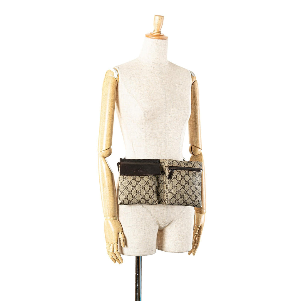 Gucci GG Supreme Double Pocket Belt Bag