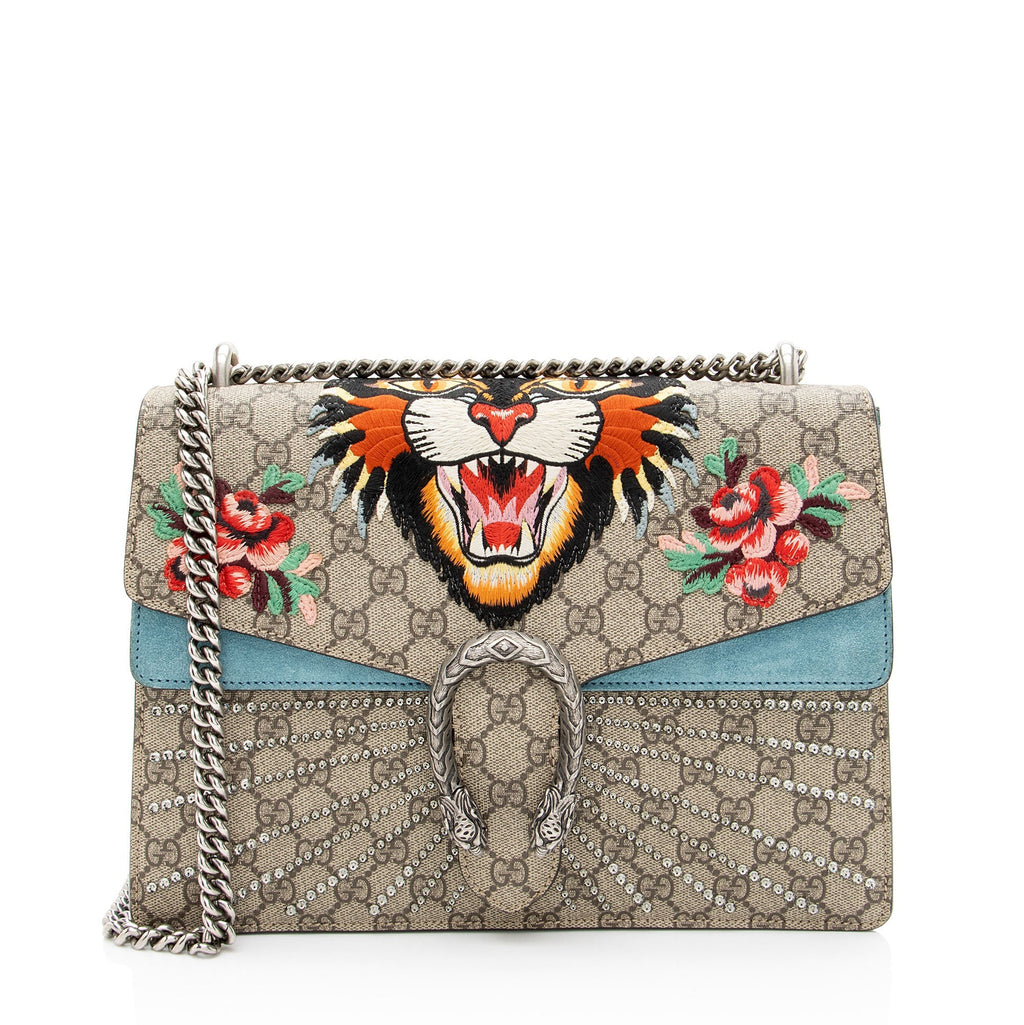 Gucci GG Supreme Embroidered Angry Cat Dionysus Medium Shoulder Bag