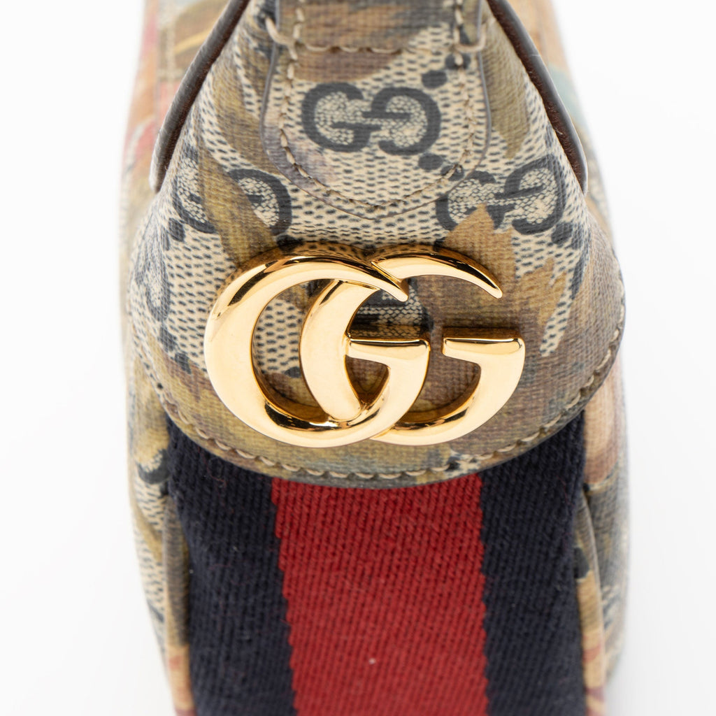 Gucci GG Supreme Flora Ophidia Half Moon Mini Hobo