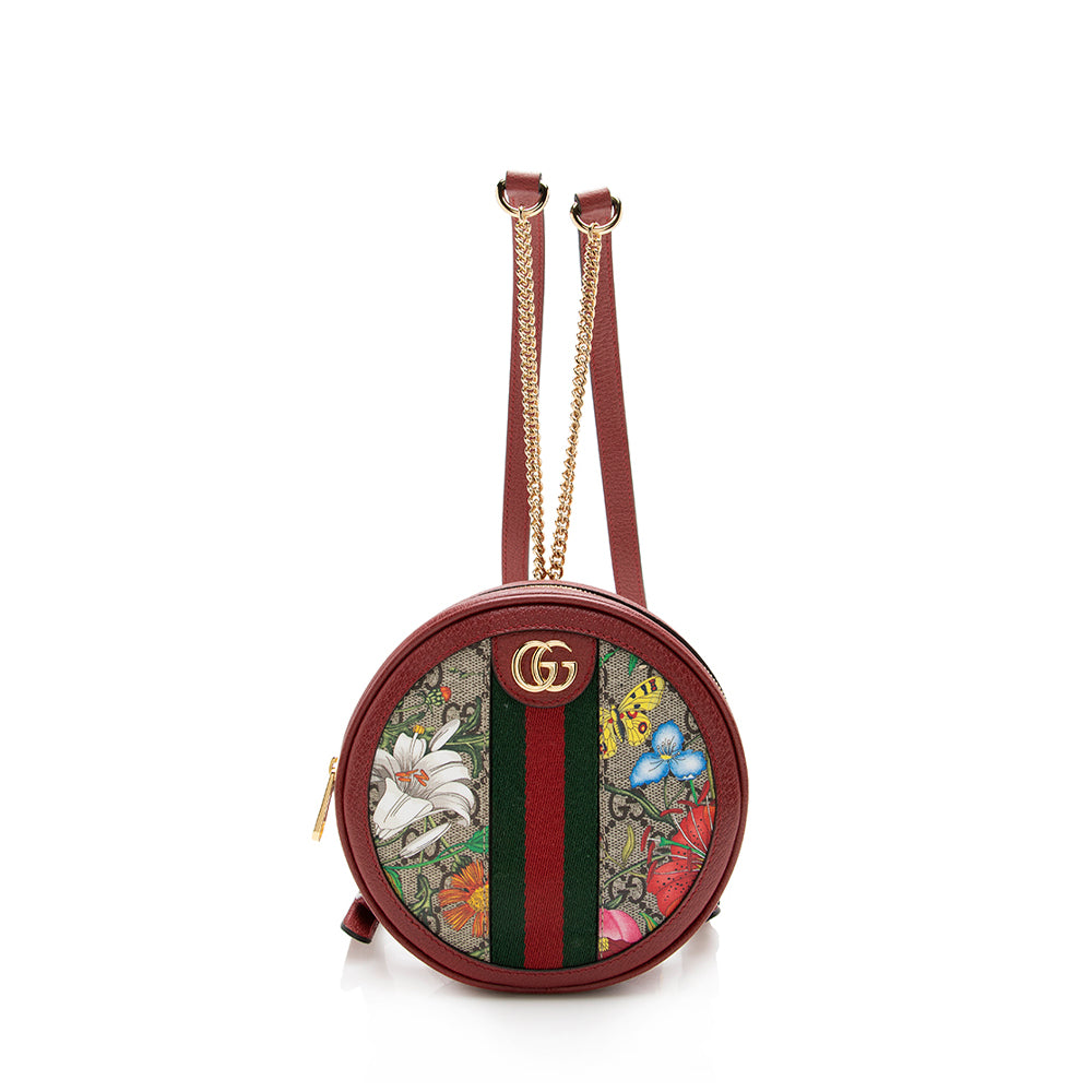Gucci Gucci Supreme Flora Ophidia Round Mini Backpack (SHF-17170)