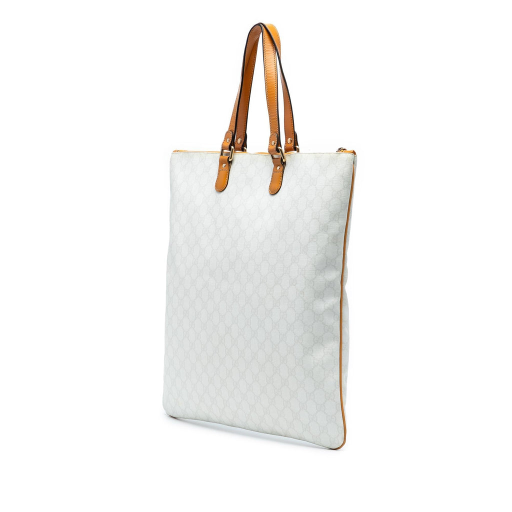Gucci GG Supreme Heritage Logo Flat Zip Tote