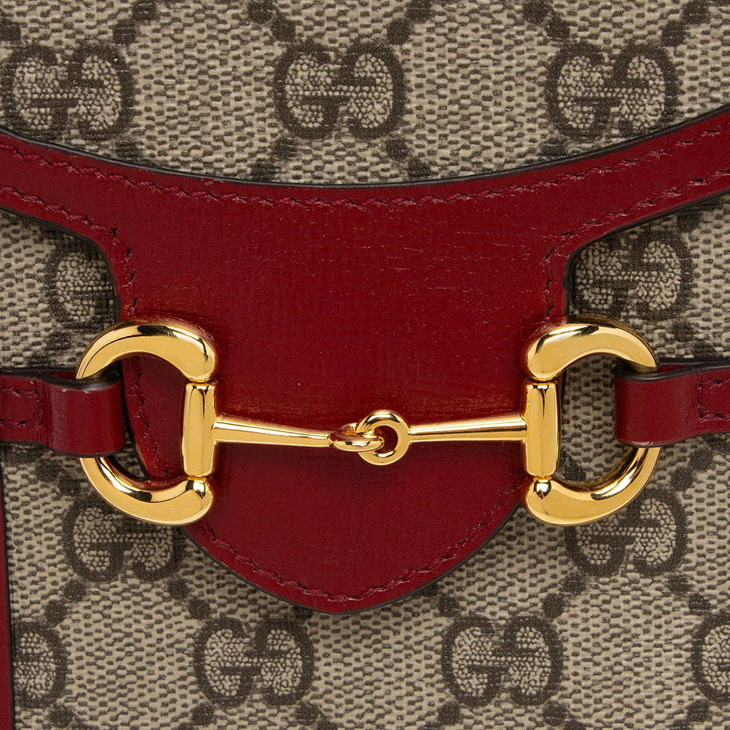 Gucci GG Supreme Horsebit 1955 Vertical Mini Shoulder Bag (SHF-ue12O9)