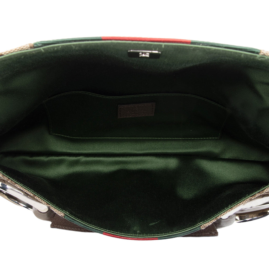 Gucci GG Supreme Horsebit Web Chain Shoulder Bag