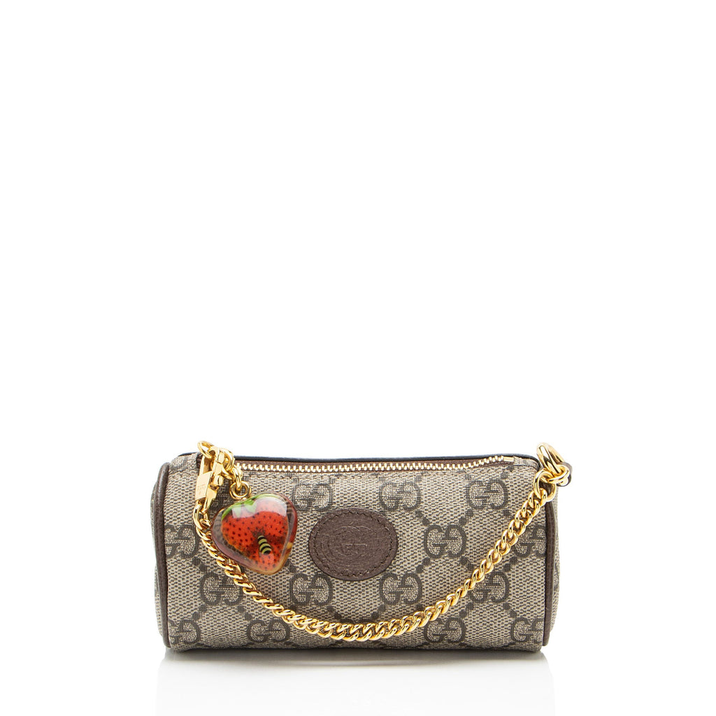 Gucci GG Supreme Interlocking G Strawberry Charm Coin Purse