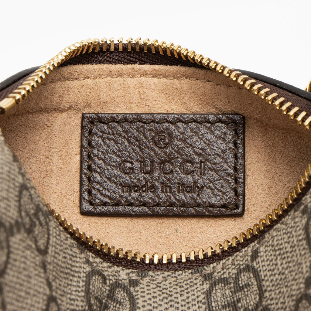Gucci GG Supreme Interlocking G Strawberry Charm Coin Purse