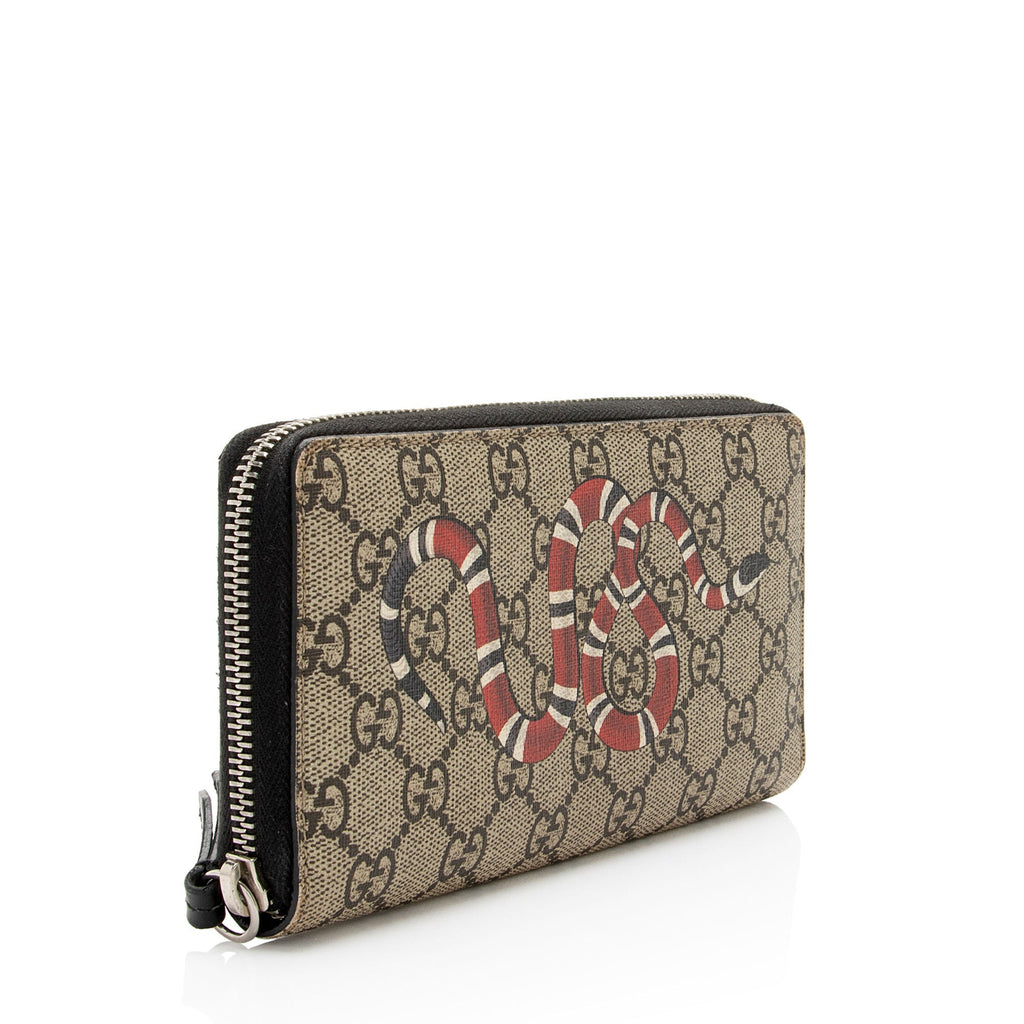 Gucci GG Supreme Kingsnake Zip Around Wallet (SHF-XF9siG)