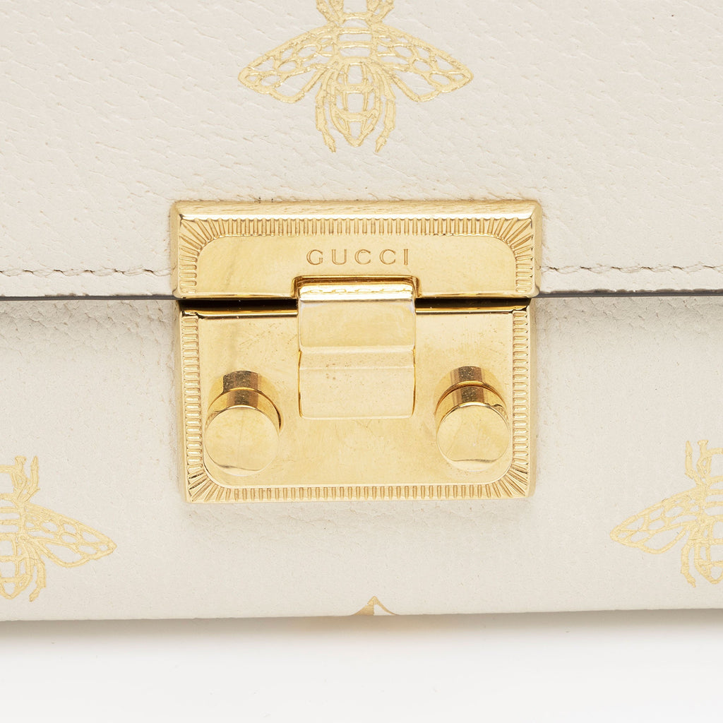 Gucci GG Supreme Leather Bee Star Padlock Compact Wallet (SHF-ZjgWCN)