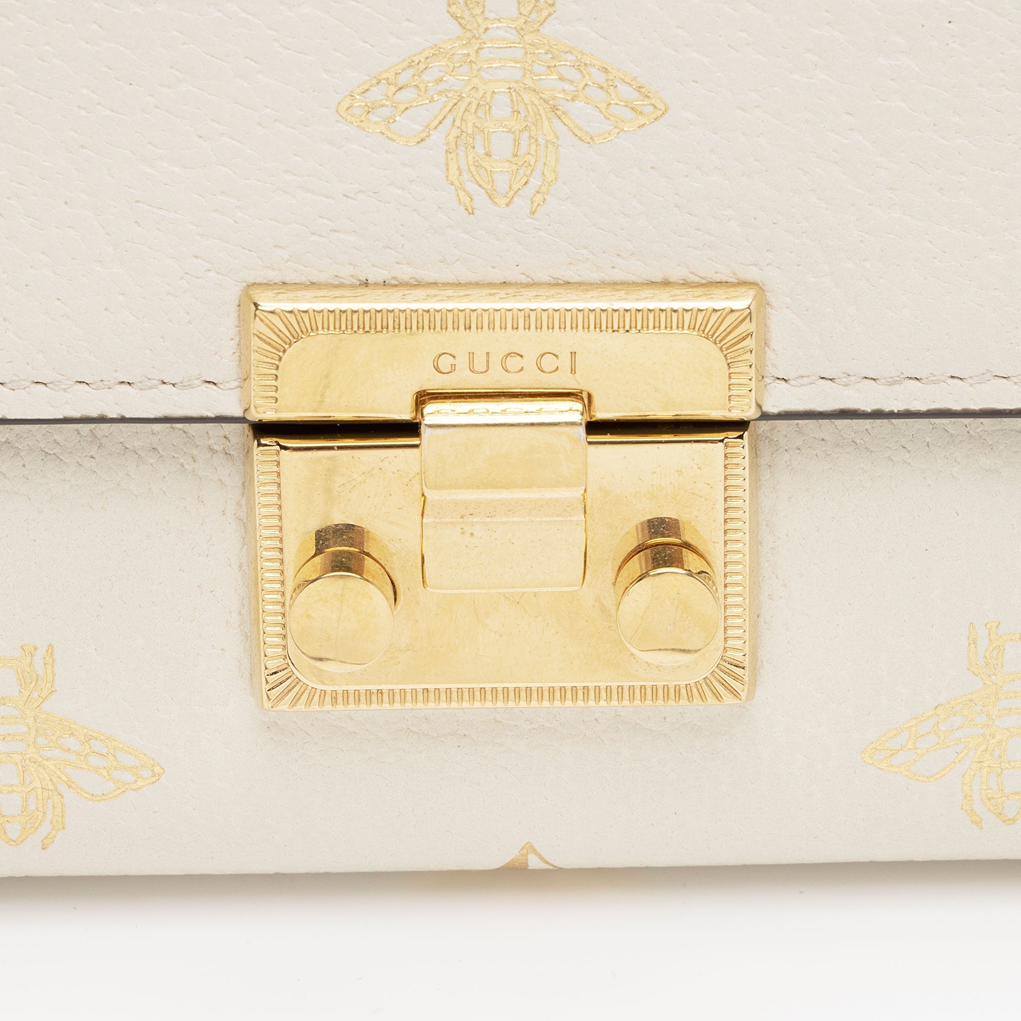 Gucci GG Supreme Leather Bee Star Padlock Compact Wallet (SHF-ZjgWCN)