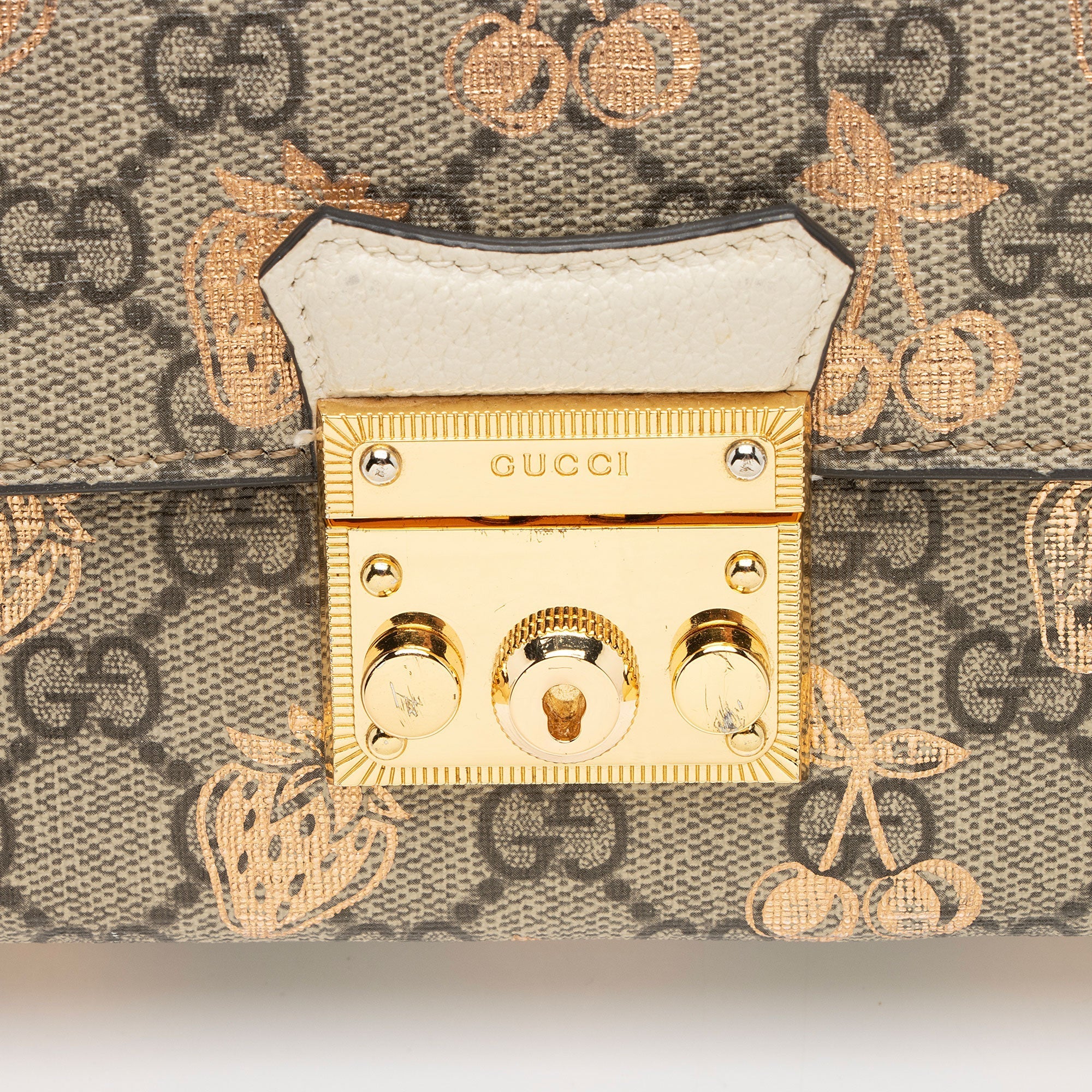Gucci GG Supreme Berry Padlock Mini Crossbody (SHF-OWluIJ)