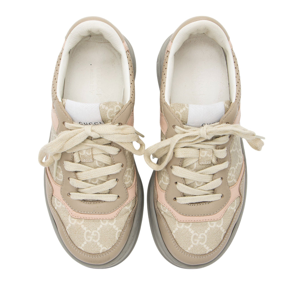 Gucci GG Supreme Leather Interlocking G Platform Sneakers - Size 5.5 / 35.5