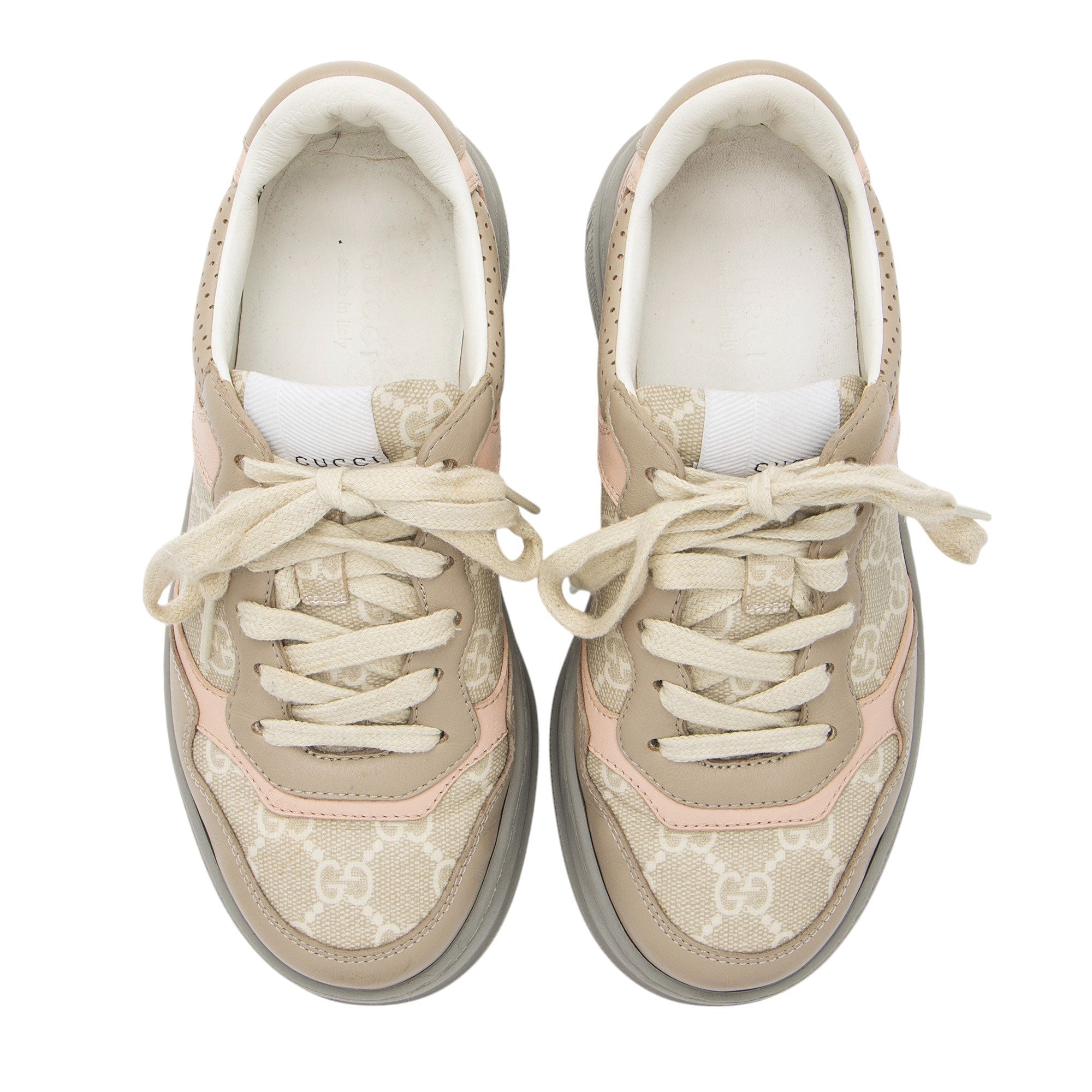 Gucci GG Supreme Leather Interlocking G Platform Sneakers - Size 5.5 / 35.5