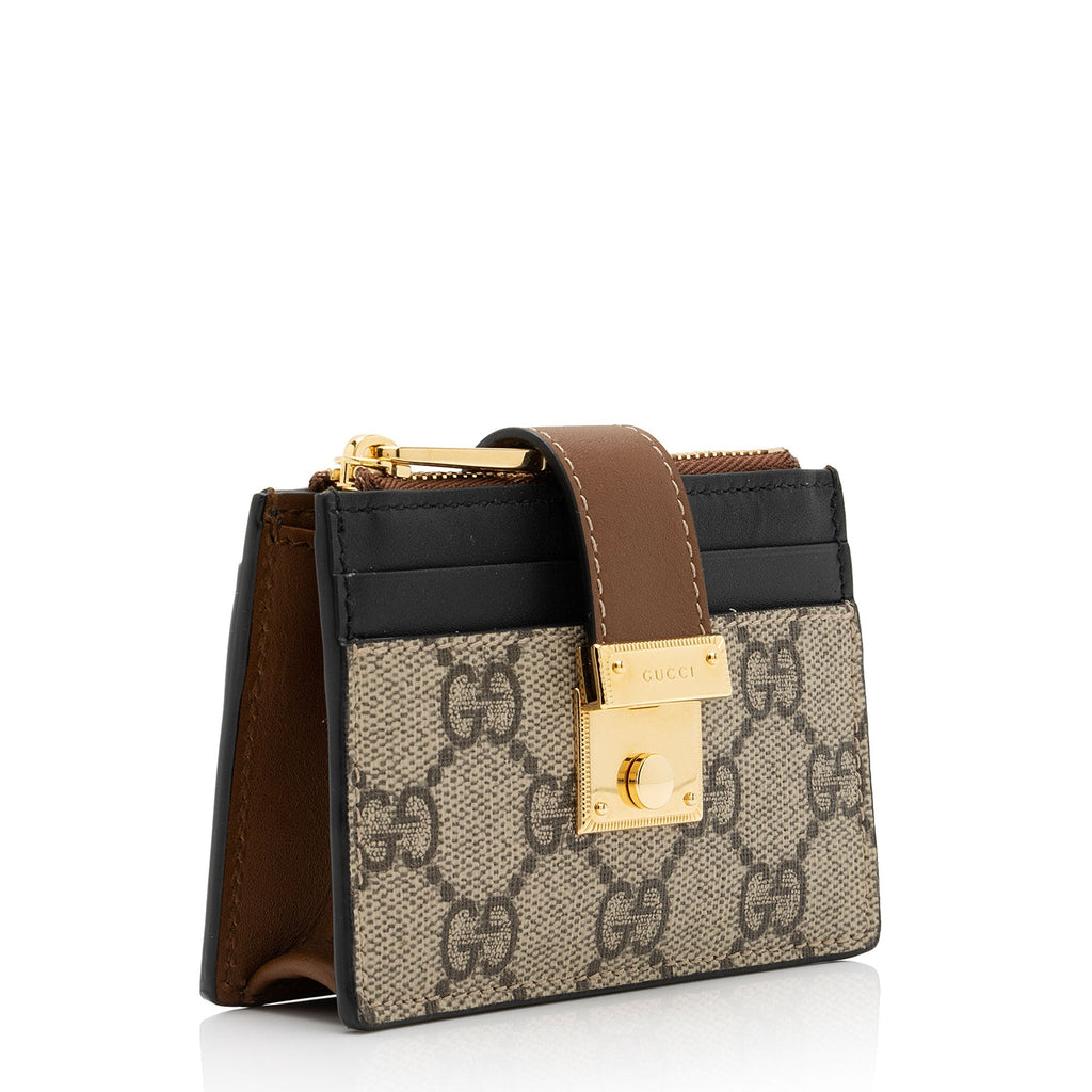 Gucci GG Supreme Leather Padlock Card Case Wallet (SHF-LgCvRN)