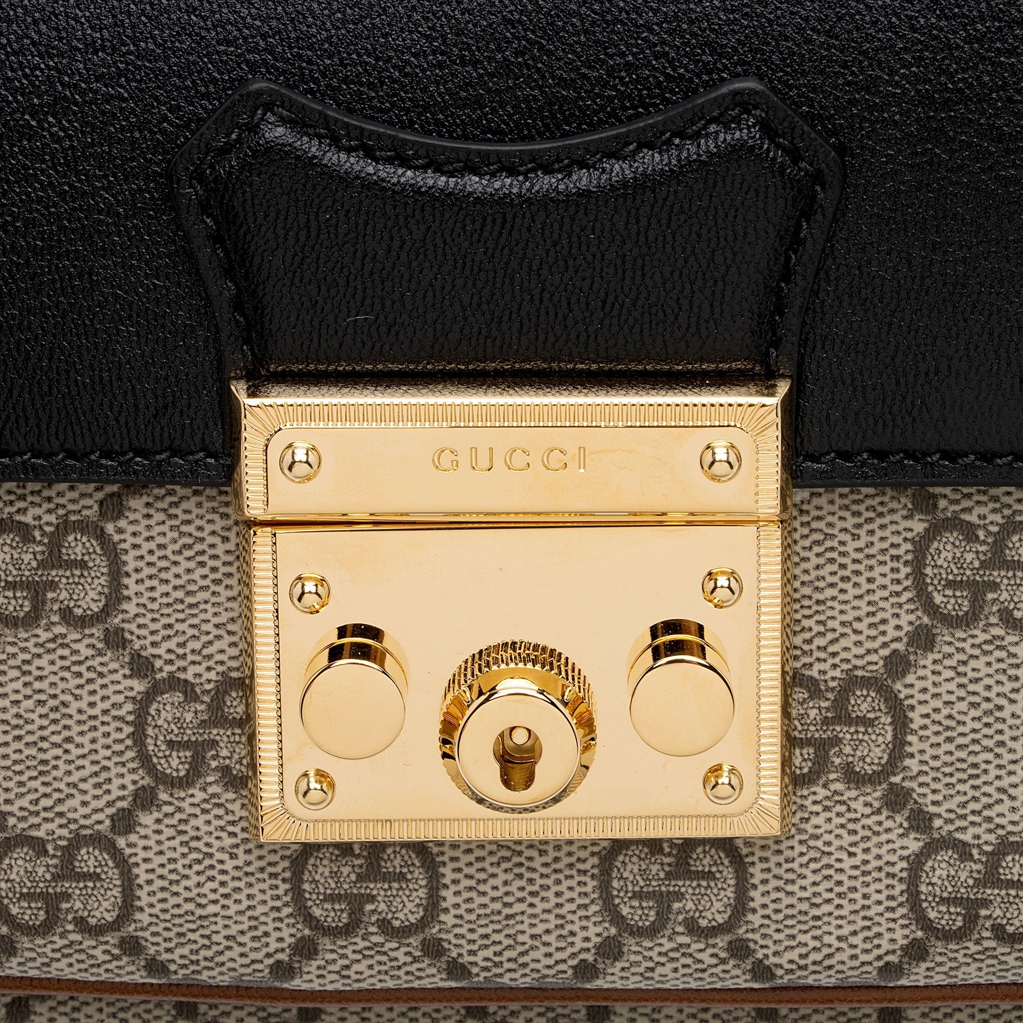 Gucci GG Supreme Leather Padlock Mini Crossbody Bag (SHF-xCSti7)