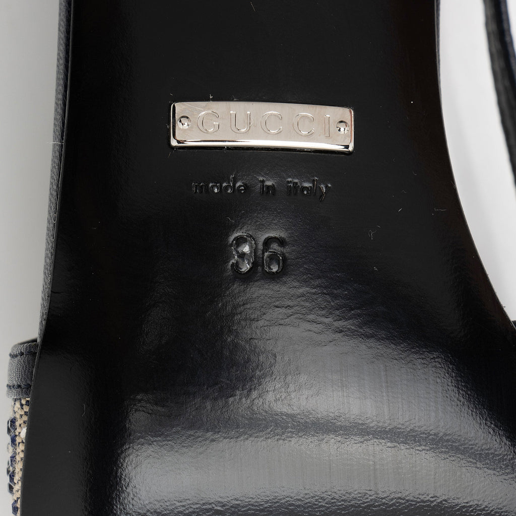 Gucci GG Canvas Crystal Slingback Pumps - Size 6 / 36