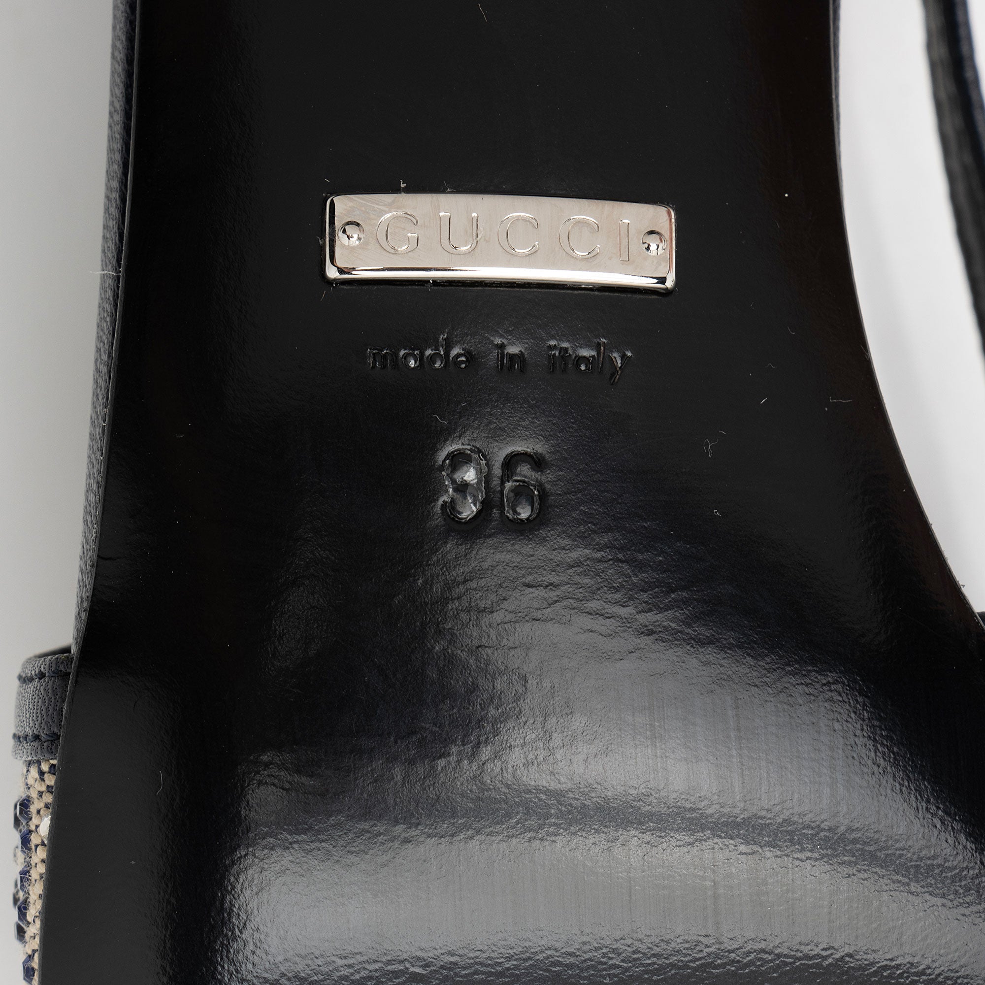 Gucci GG Canvas Crystal Slingback Pumps - Size 6 / 36