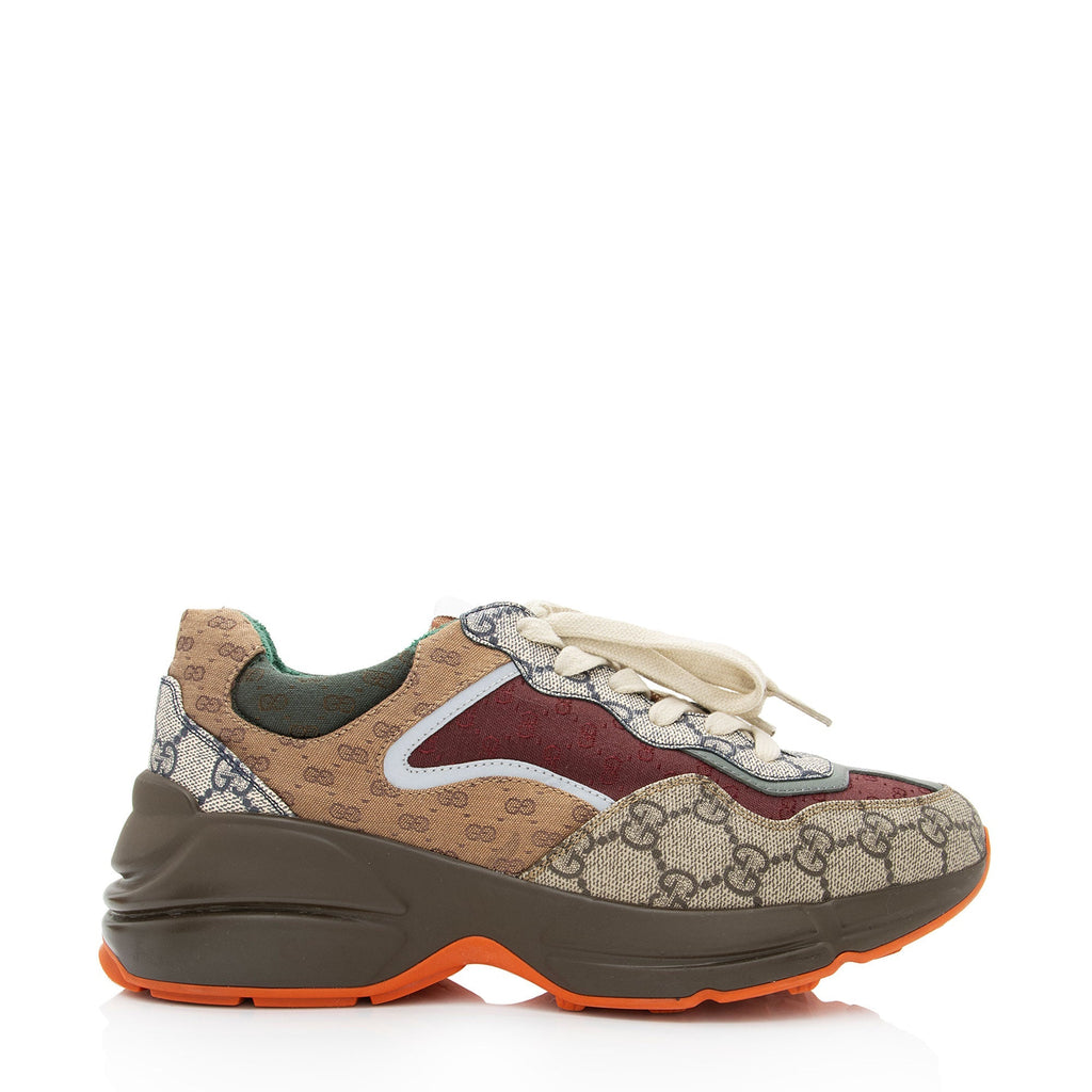 Gucci GG Supreme Mixed Fabric Rhyton Sneakers - Size 8.5 / 38.5 (SHF-QYXqpI)