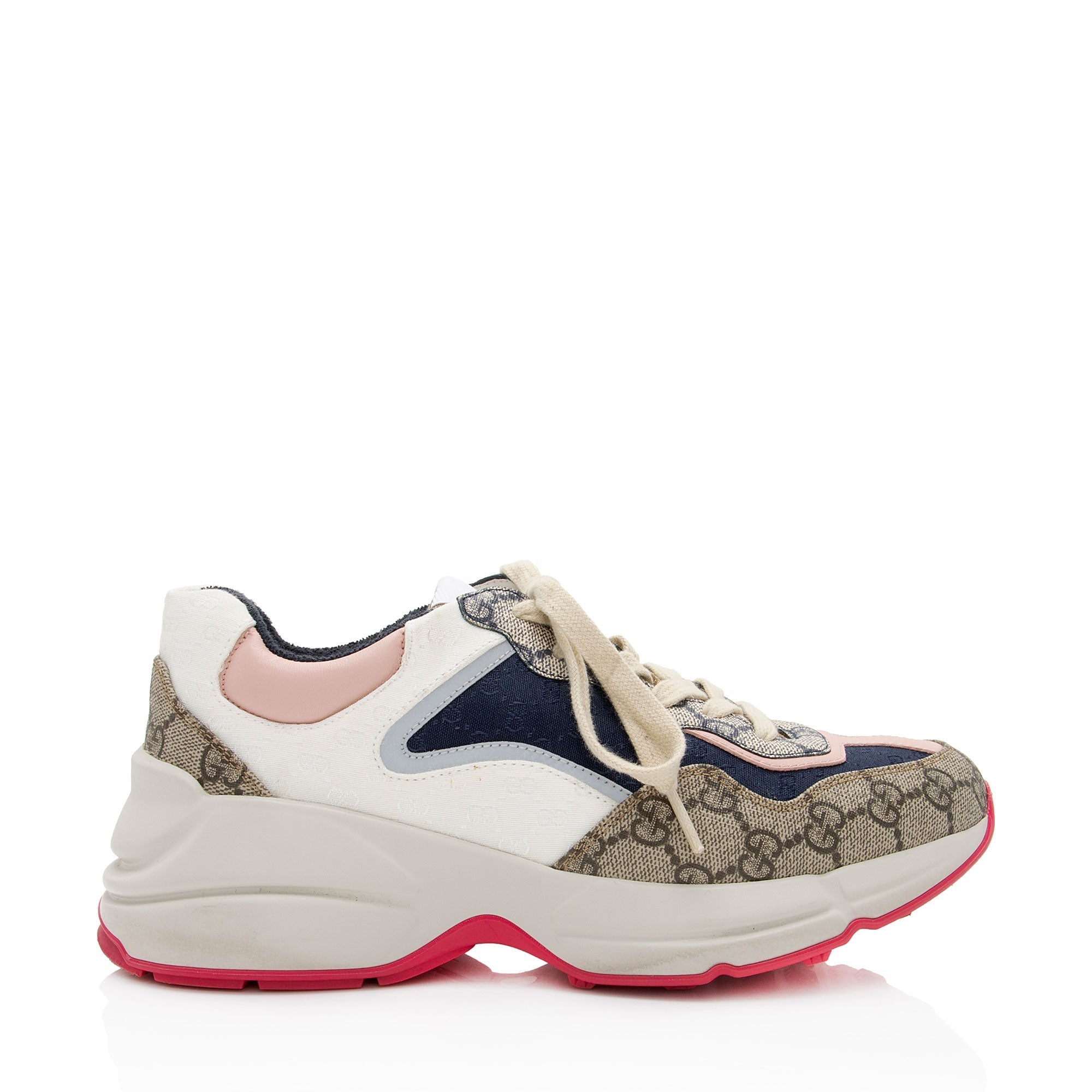 Gucci GG Supreme Mixed Fabric Rhyton Sneakers - Size 8.5 / 38.5 (SHF-PQZk8i)