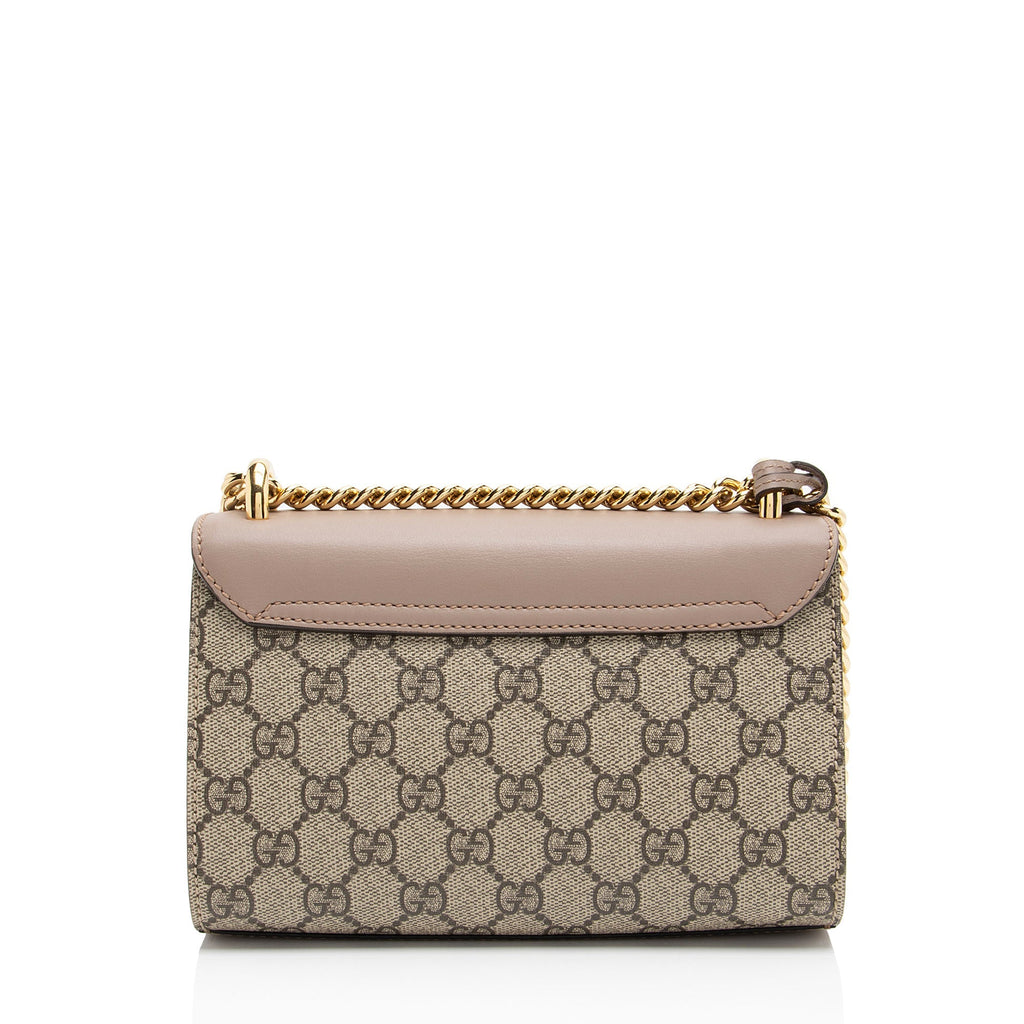 Gucci GG Supreme Pearl Stud Padlock Small Shoulder Bag