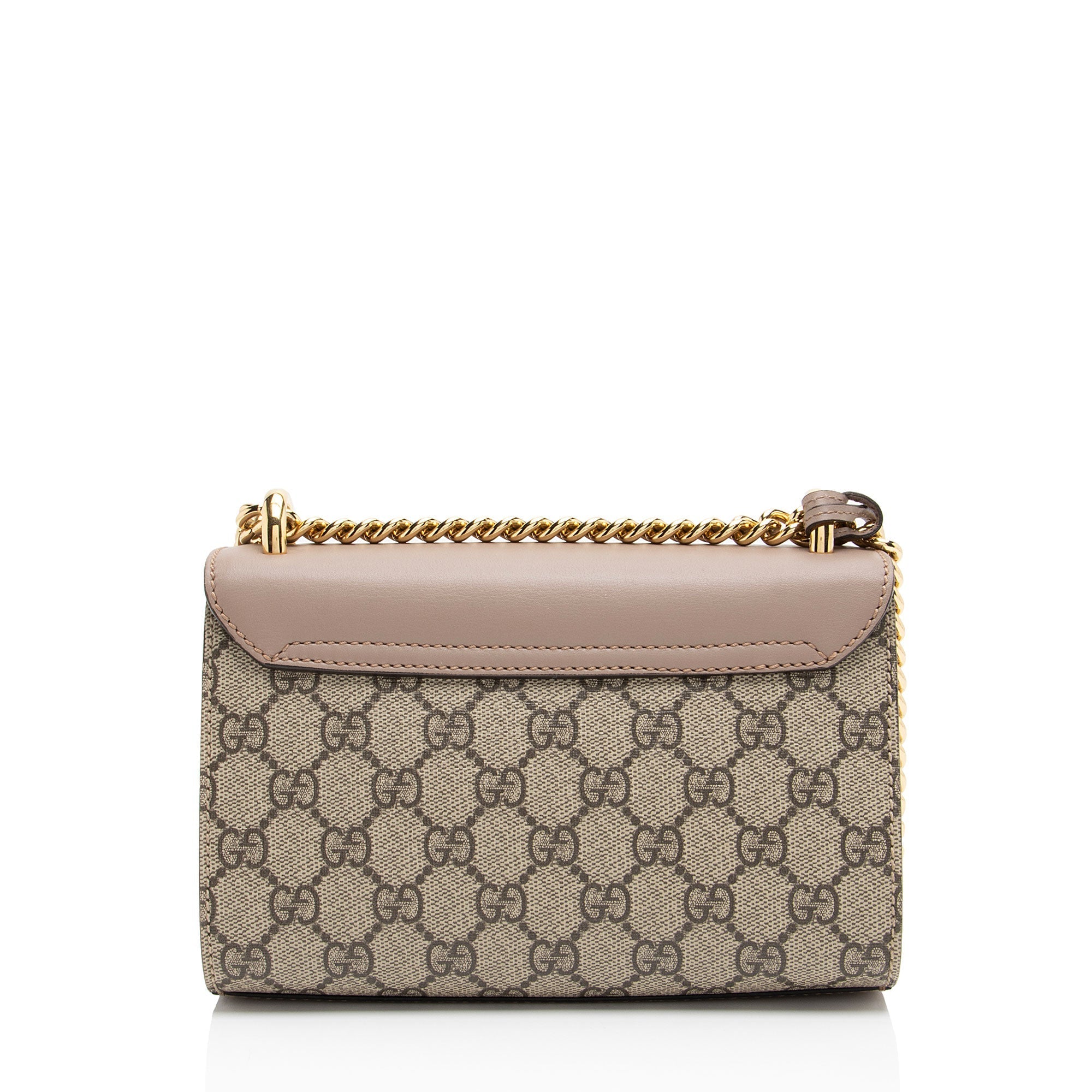 Gucci GG Supreme Pearl Stud Padlock Small Shoulder Bag