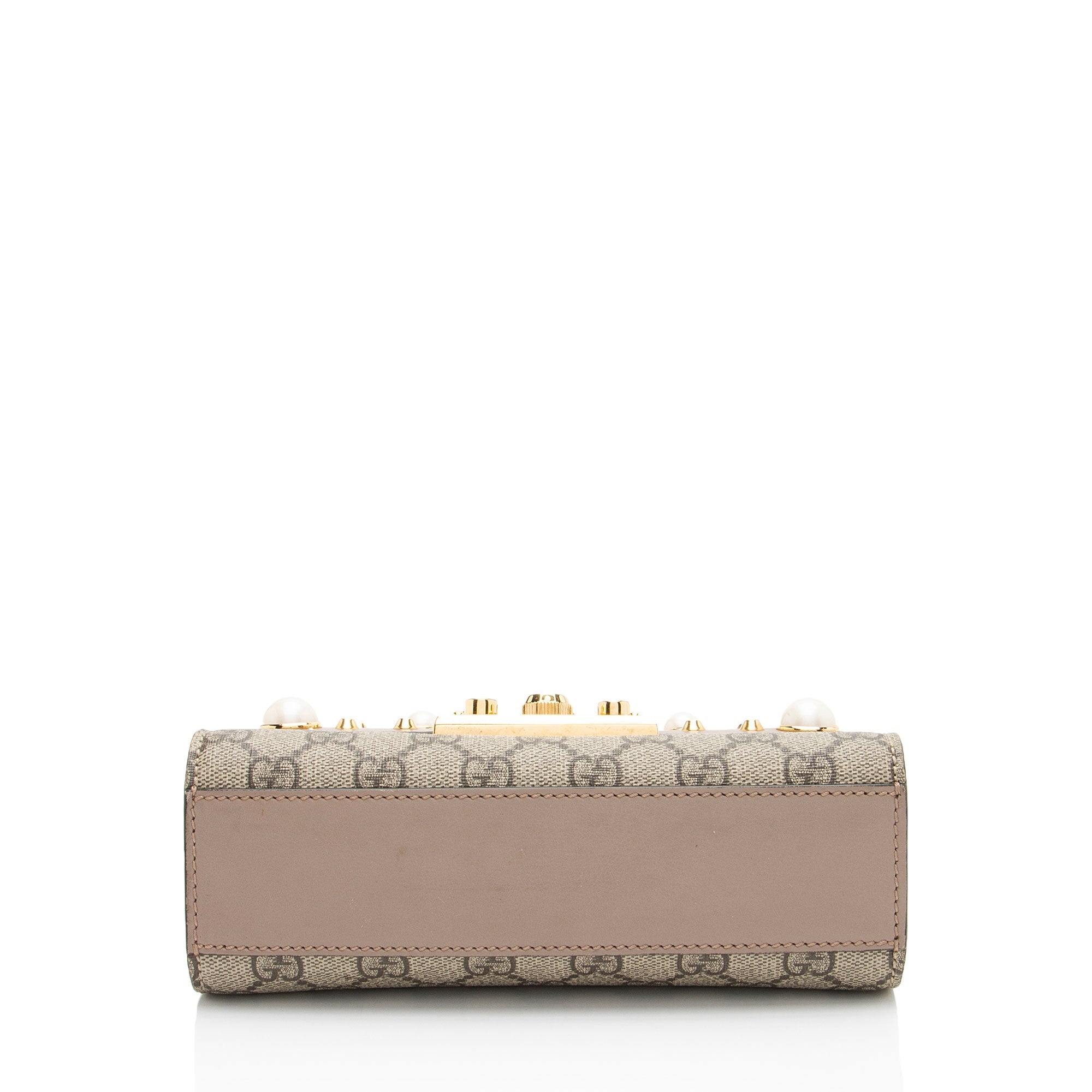 Gucci GG Supreme Pearl Stud Padlock Small Shoulder Bag
