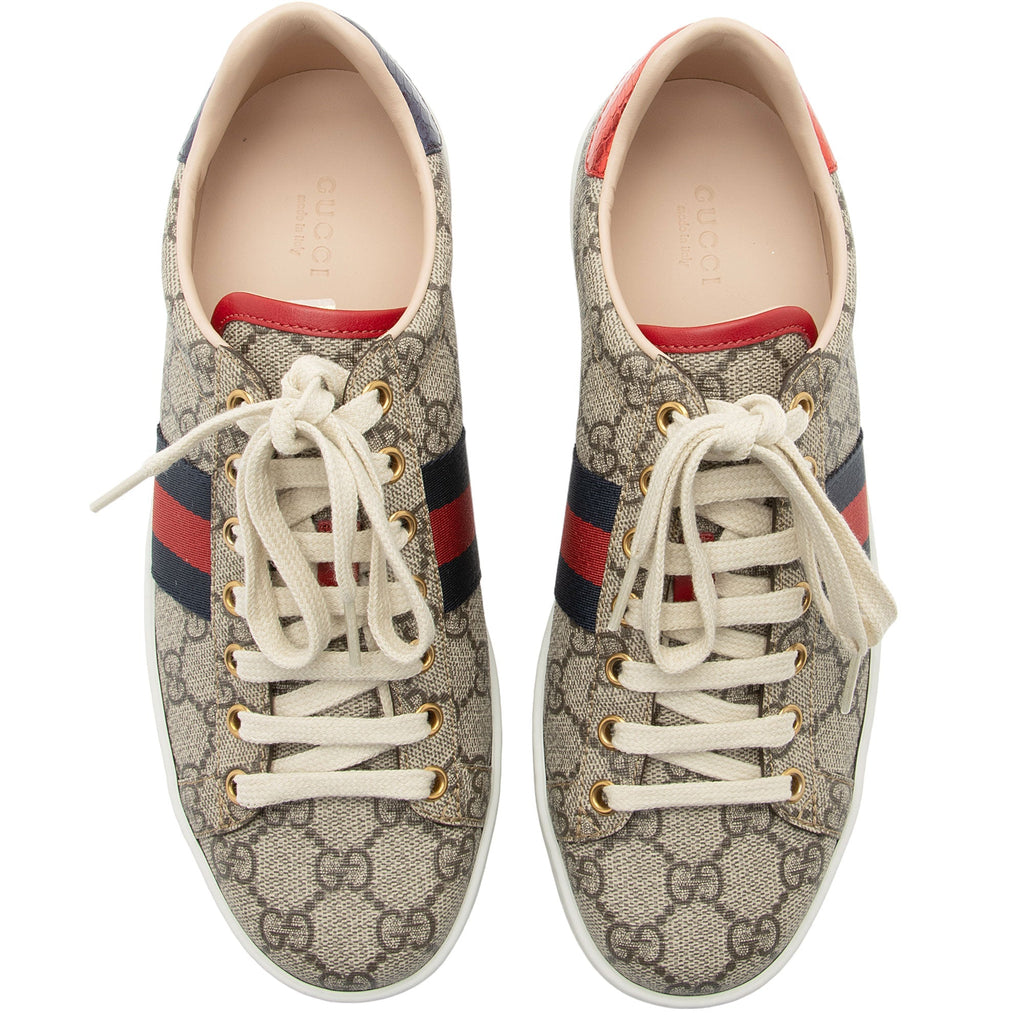 Gucci GG Supreme Web Ace Sneakers - Size 8 / 38 (SHF-XvU2I0)