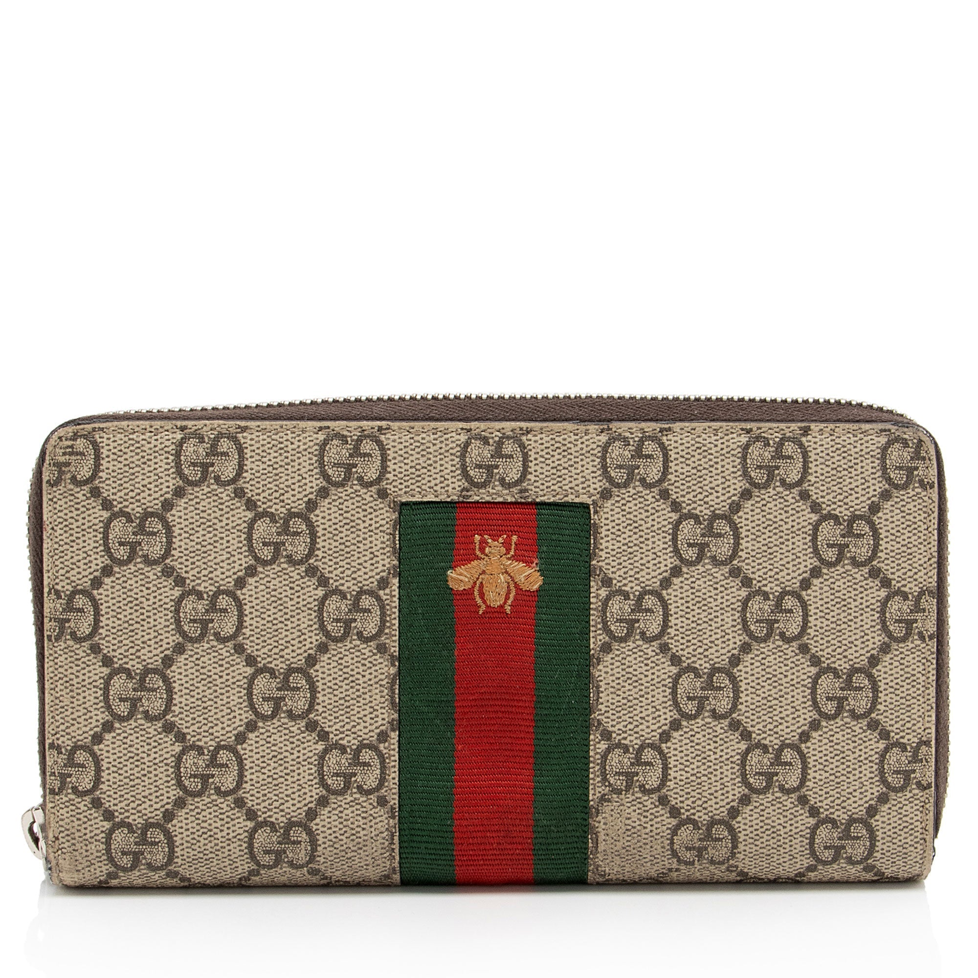 Gucci GG Supreme Web Bee Zip Around Wallet (SHF-ViBJEb)