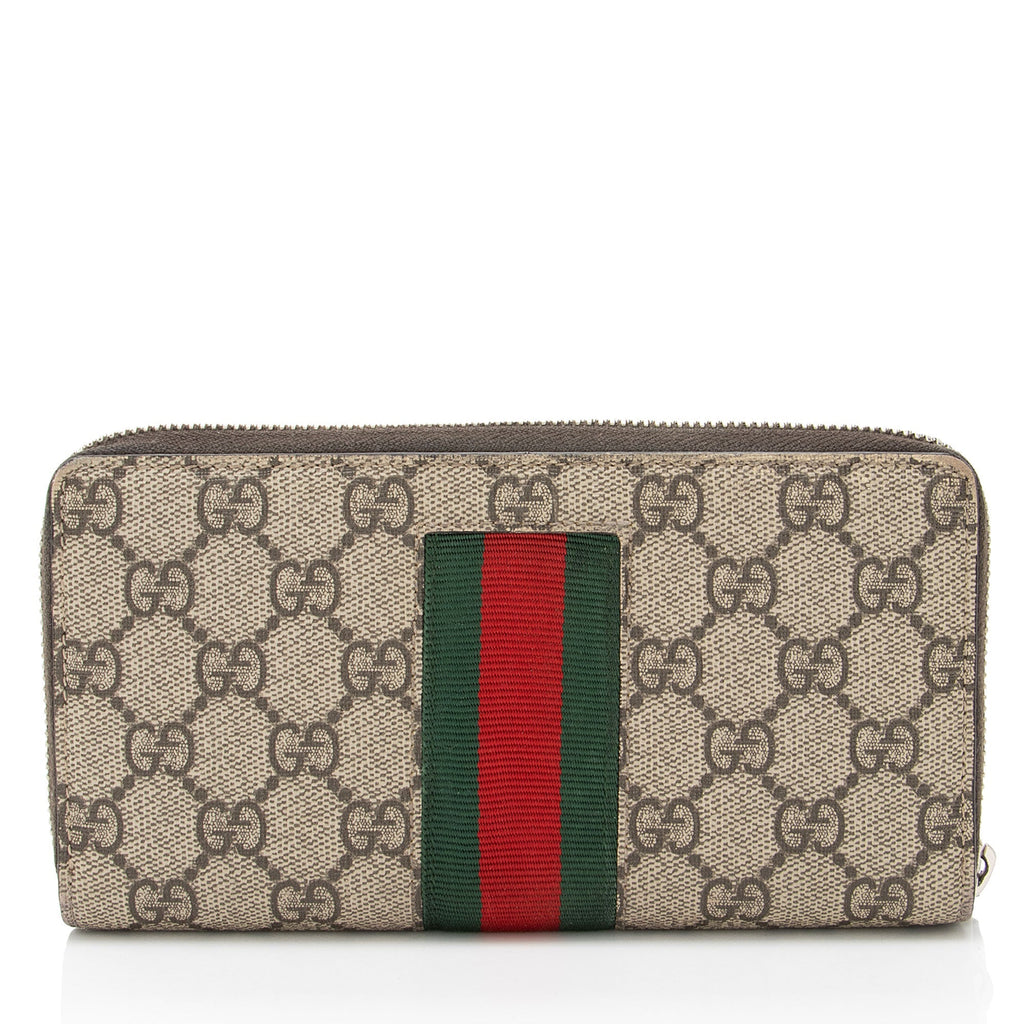 Gucci GG Supreme Web Bee Zip Around Wallet