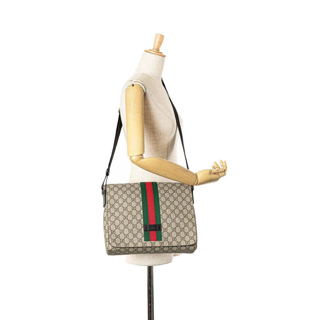 Gucci GG Supreme Web Flap Messenger Bag (SHG-oZ339u)