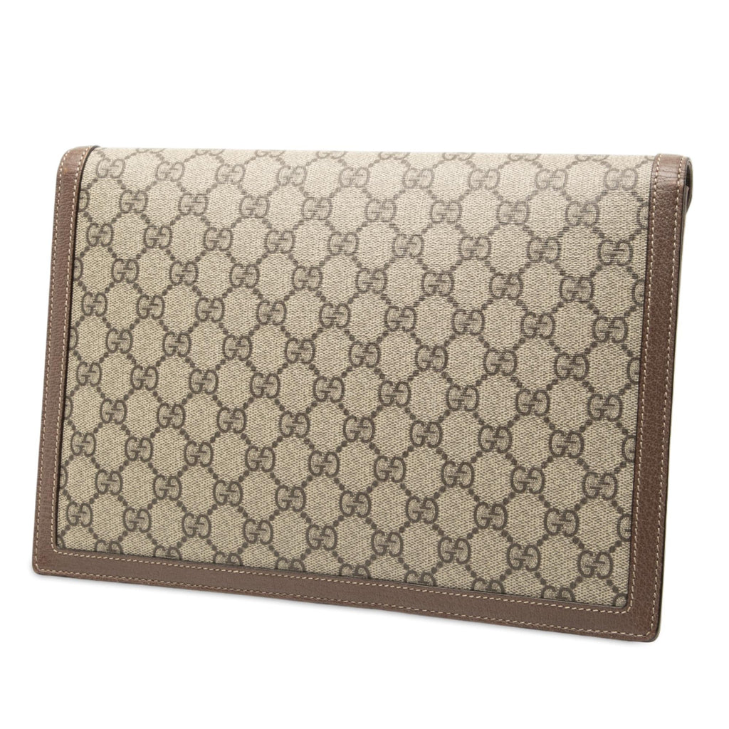 Gucci GG Supreme Web Ophidia Flap Clutch