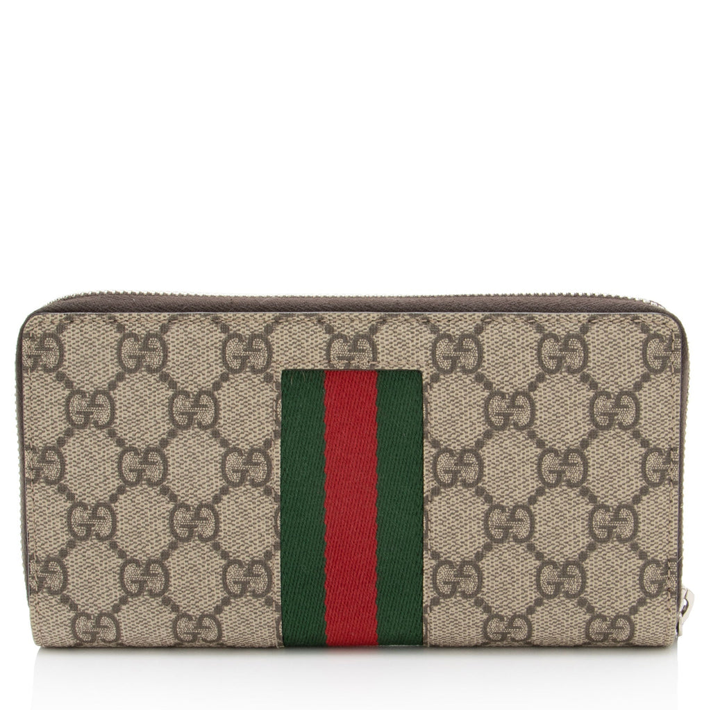 Gucci GG Supreme Web Zip Around Wallet