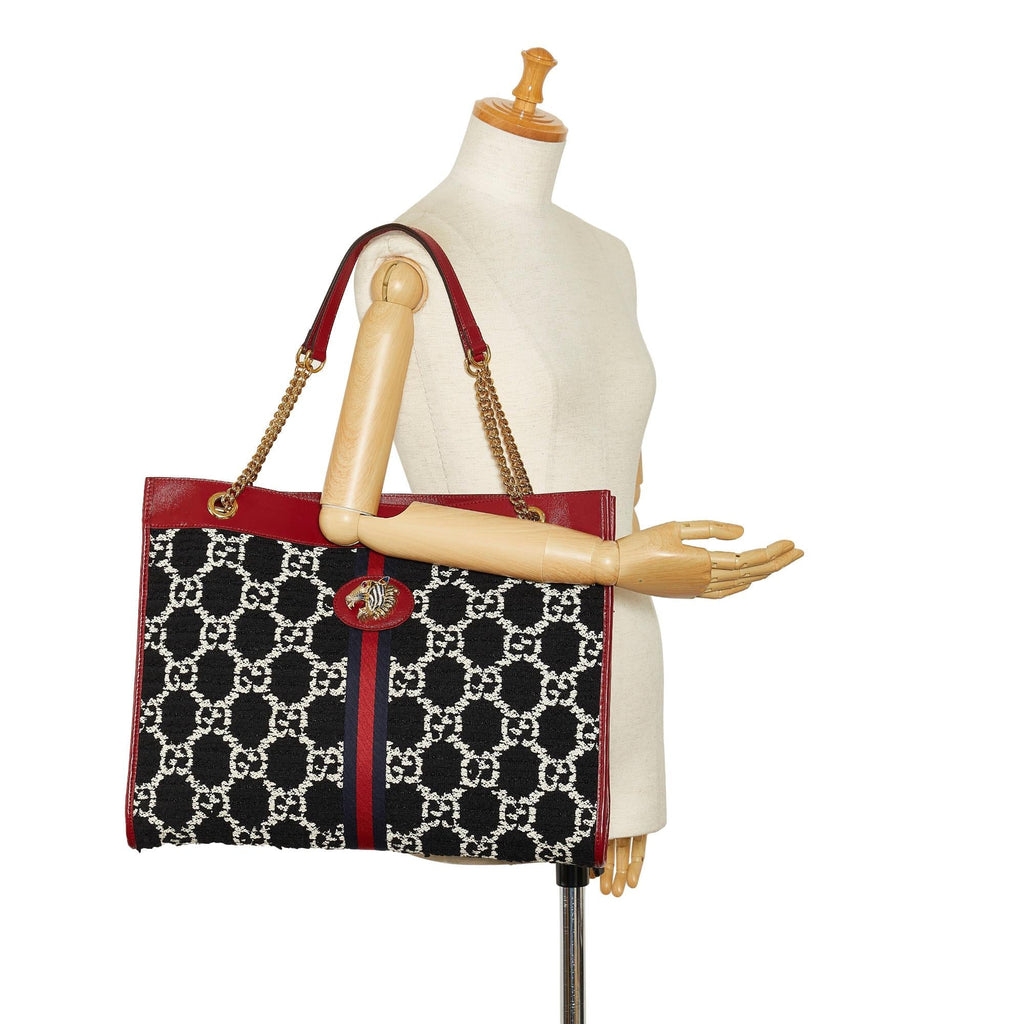 Gucci GG Tweed Rajah Web Tote (SHG-skW4za)