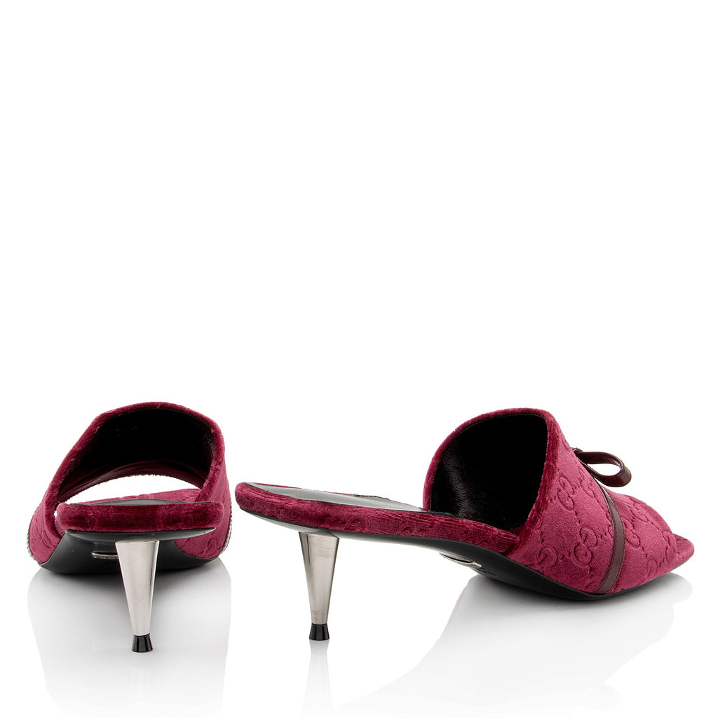 Gucci GG Velvet Bow Slide Sandals - Size 8.5 / 38.5 (SHF-EQf1eQ)