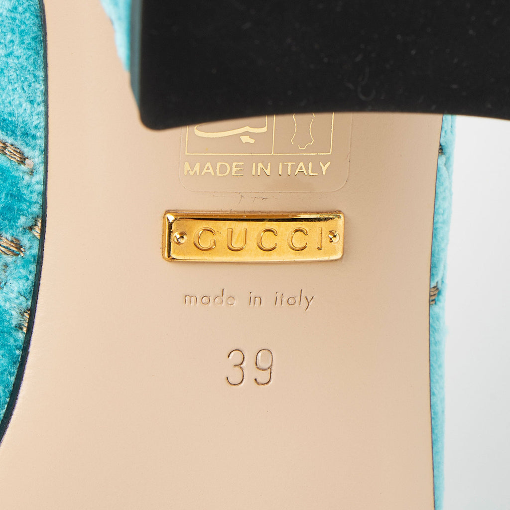 Gucci GG Velvet Web Chain Sylvie Loafers - Size 9 / 39 (SHF-UGunUB)