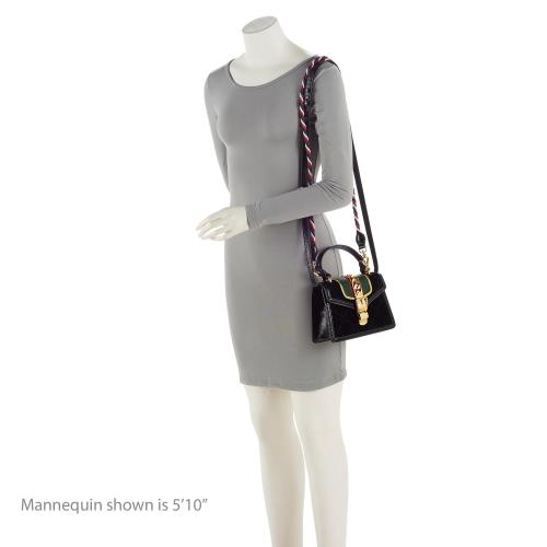 Gucci GG Velvet Web Sylvie Mini Top Handle (SHF-G3UDXc)