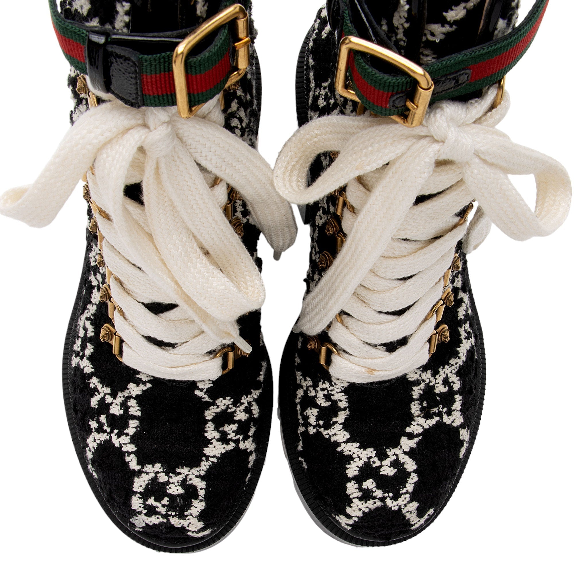 Gucci GG Wool Combat Boots - Size 7 / 37 (SHF-QorvyW)