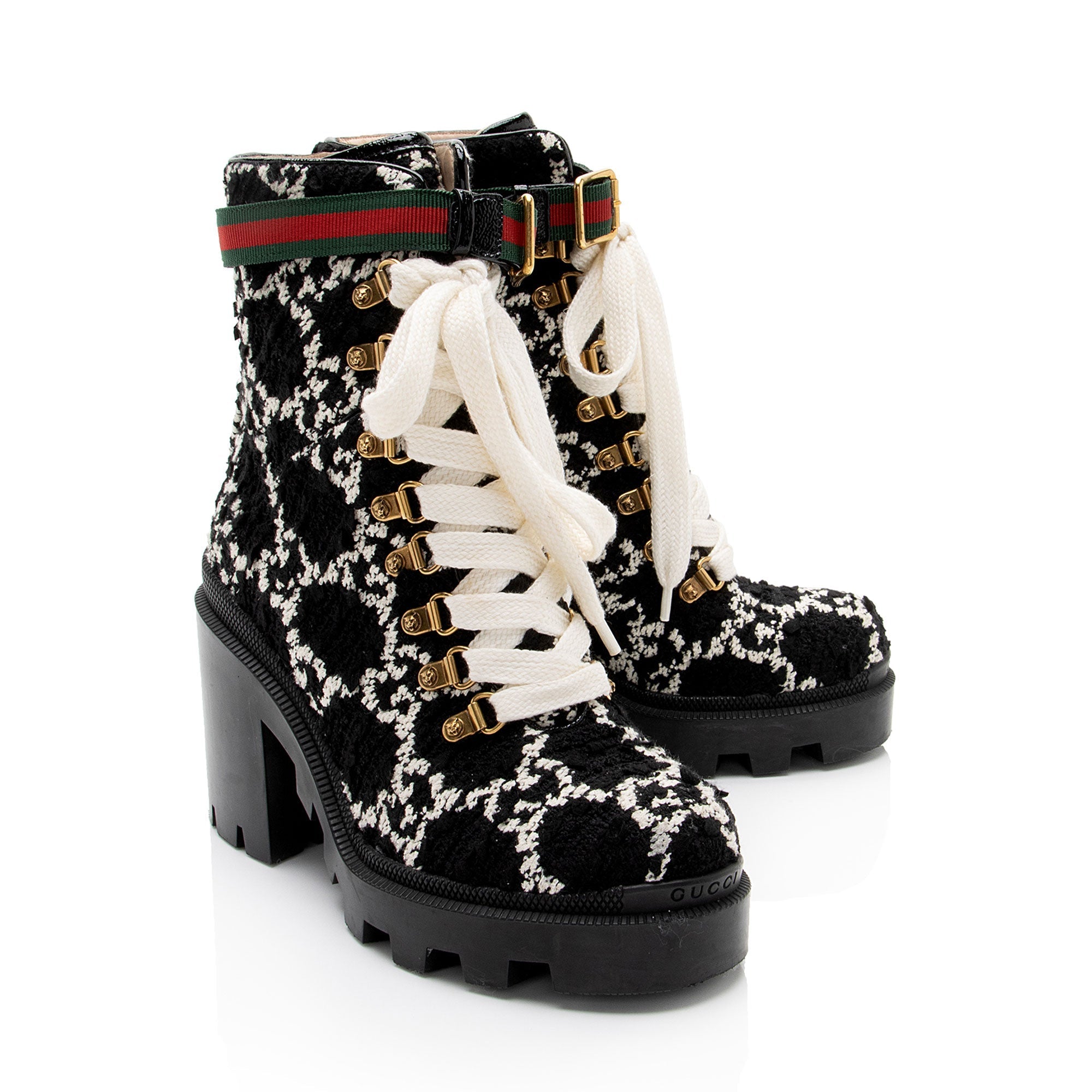 Gucci GG Wool Combat Boots - Size 7 / 37 (SHF-QorvyW)